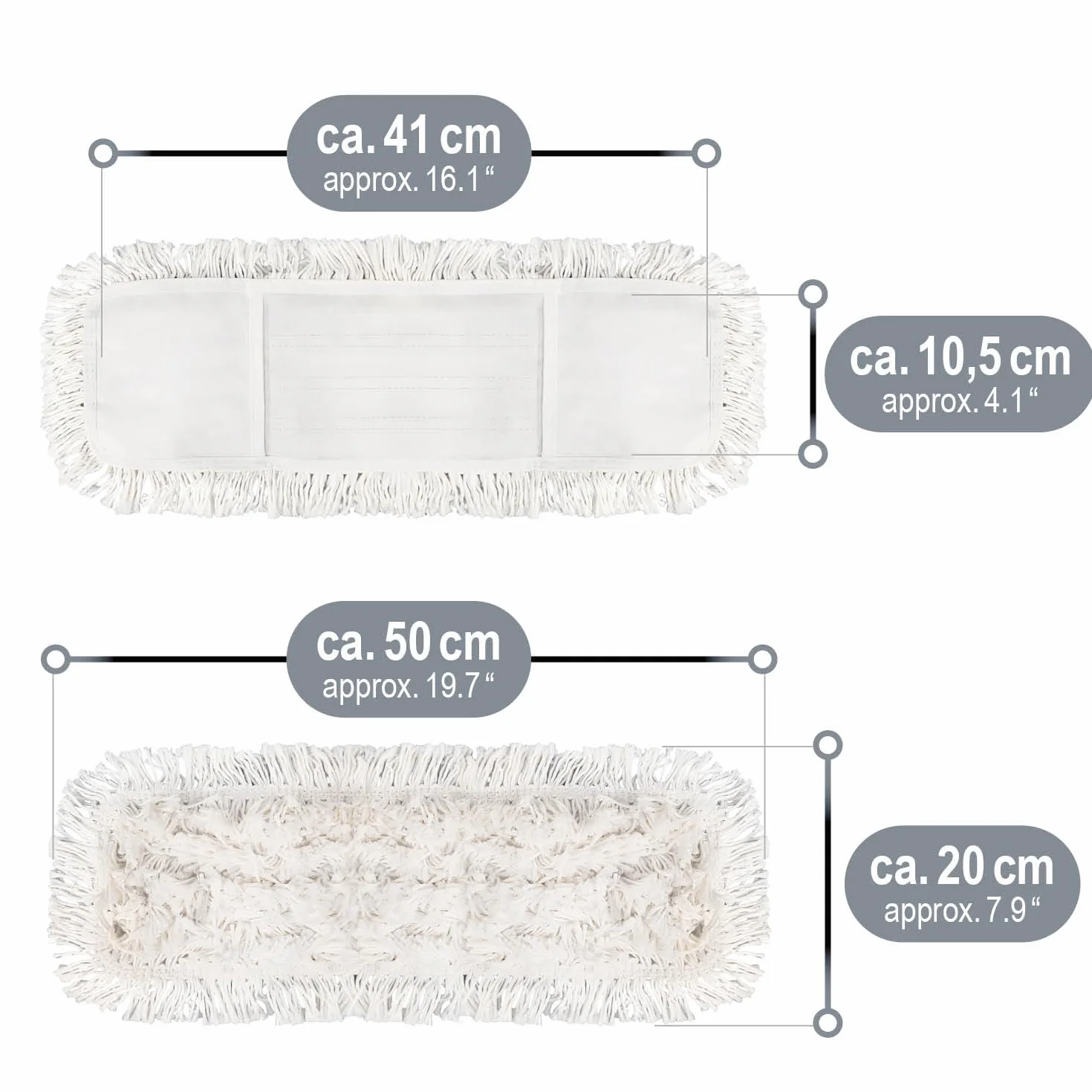 COM-FOUR® 4x Premium Wiping Cloth - Wymienna sciereczka z mikrofibry do mopa podlogowego - do mopa o szerokosci wewnetrznej 41 cm - mozna prac w temperaturze do 60°C (4 sztuki - bialy - 41cm)