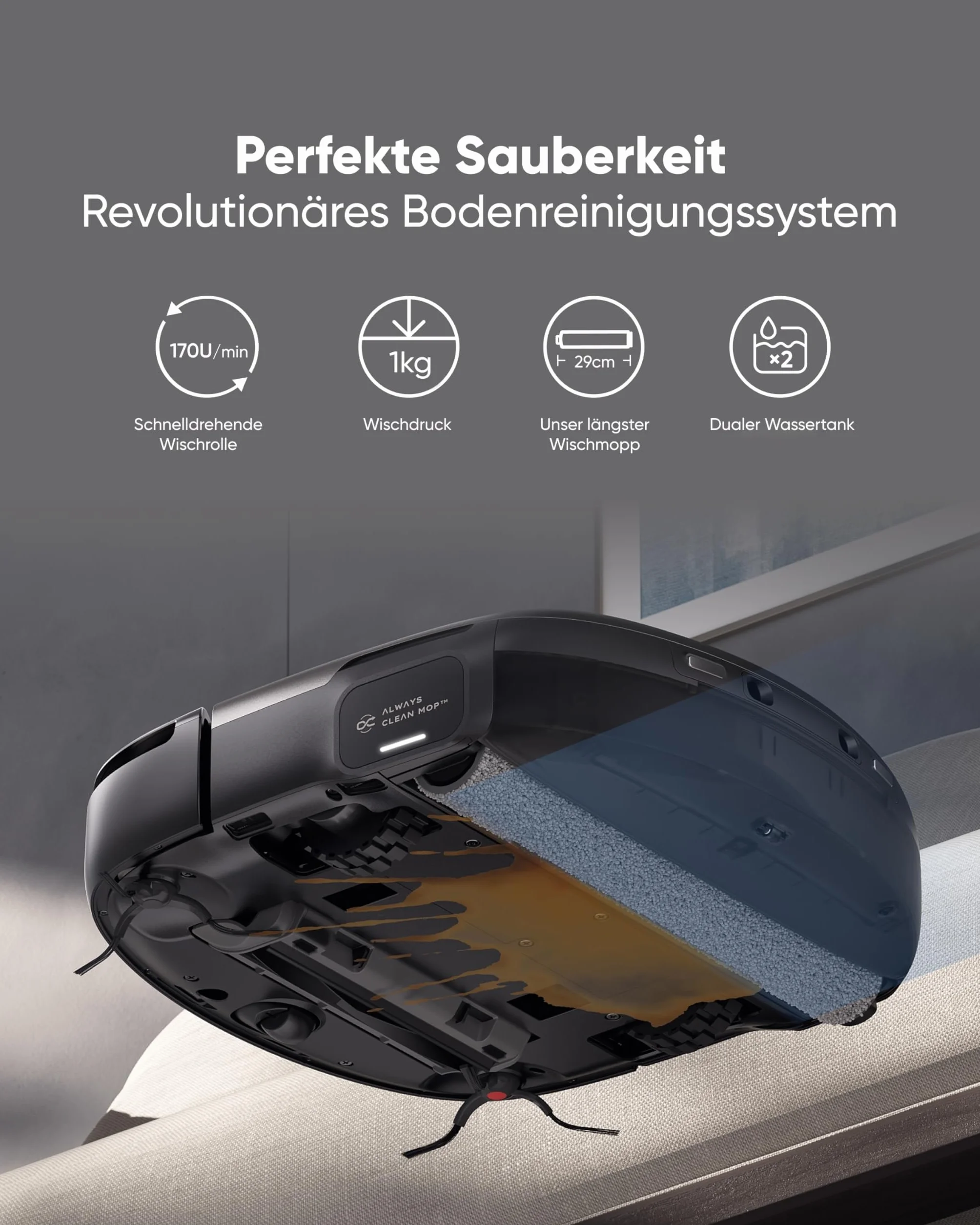 eufy Robot ssąco-mopujący S1 Pro HydroJet – 2 w 1, Eco-Clean Ozone, duża siła ssania, inteligentne wykrywanie przeszkód, automatyczne czyszczenie i suszenie rolki mopa, samoczynne opróżnianie