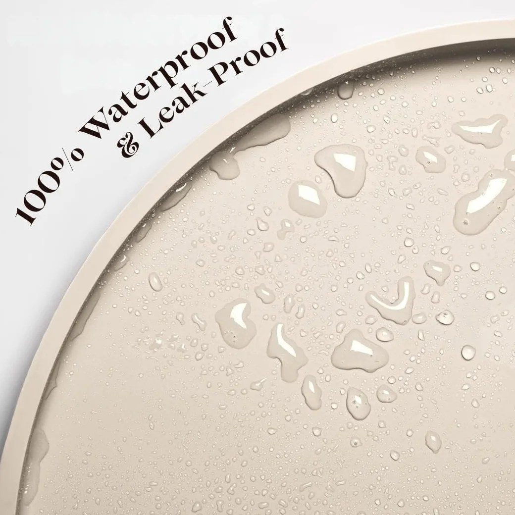 Antypoślizgowa mata pod miskę dla psa, okrągła, średnica 25 cm, bez BPA, beżowa