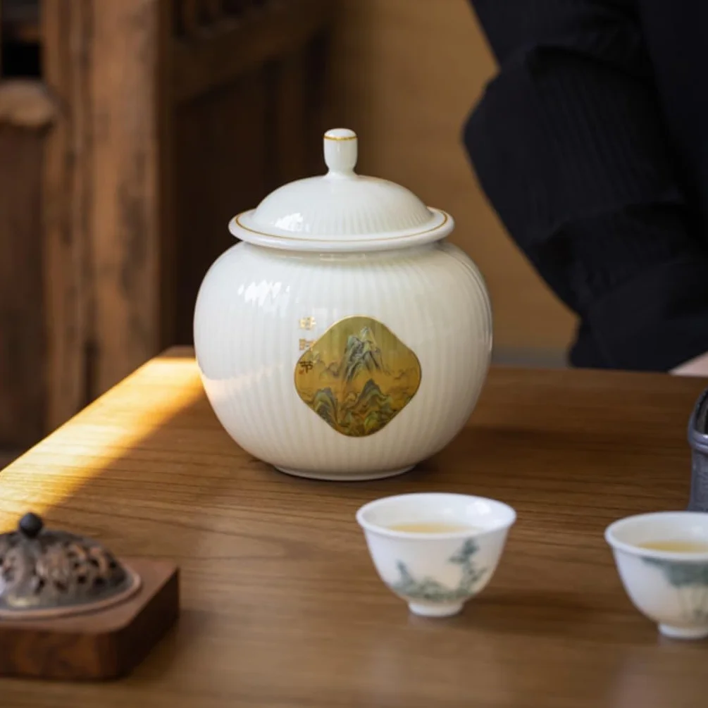 XYNSNDB Słoik na cukier ceramiczny zbiornik na sypką herbatę pusty zbiornik duży szczelny zbiornik czarna herbata do użytku domowego zielona herbata pojemnik na herbatę zbiornik pojemnik na herbatę