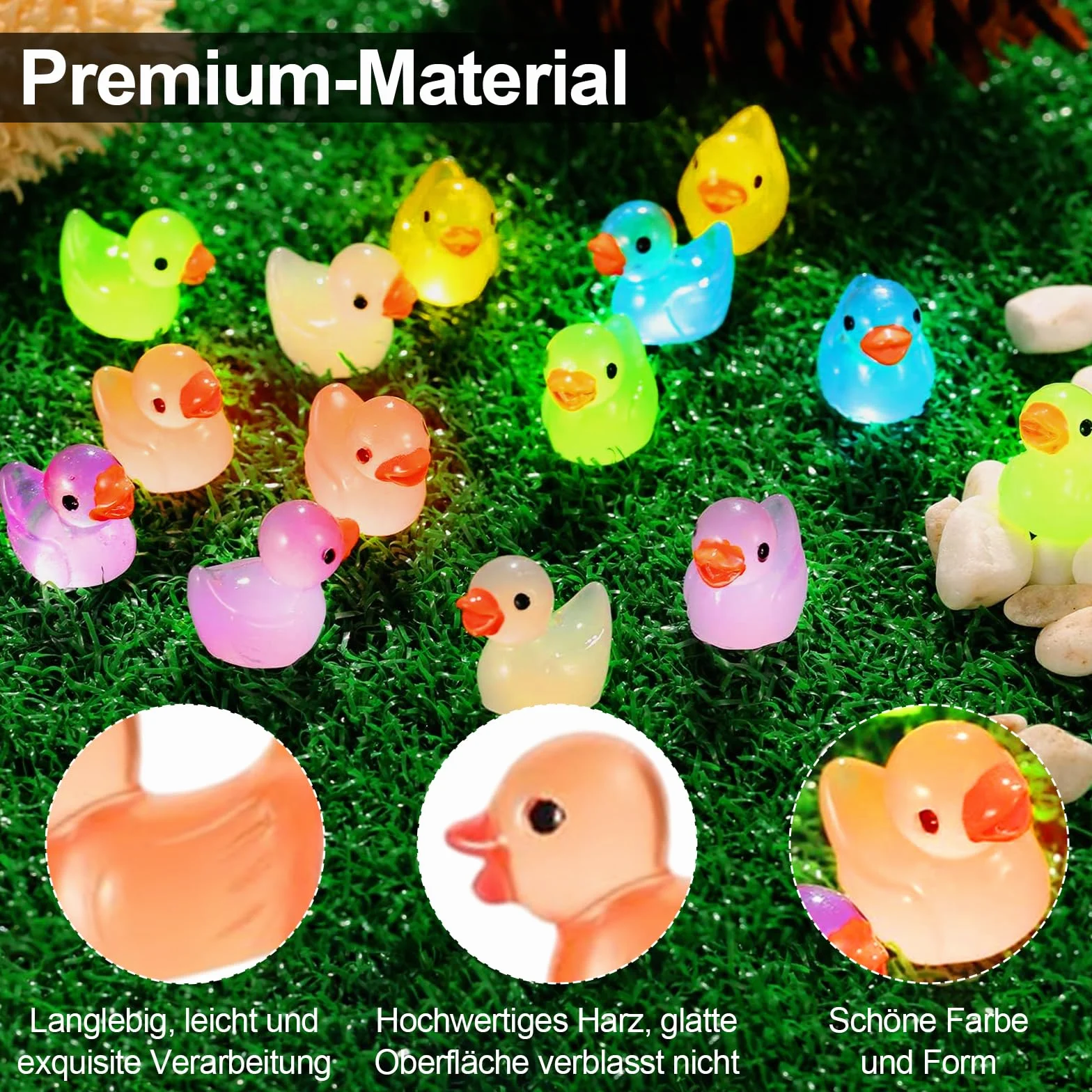 Mini Kaczki z Żywicy Świecące Figurki do Akwarium 100 Sztuk