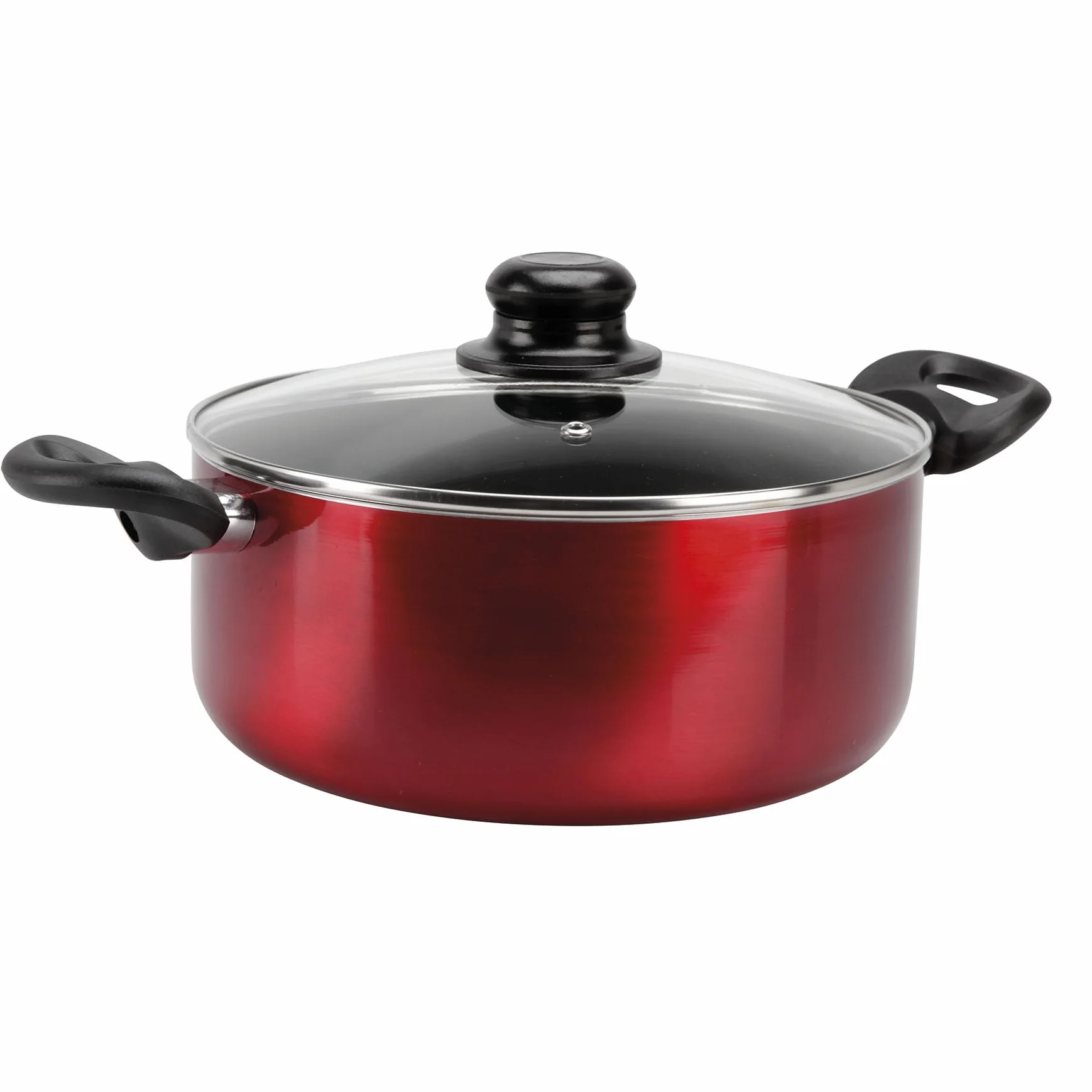 Sitram 712390 Rondel aluminiowy CHERRY Ø 24 cm - powłoka nieprzywierająca - kolor metaliczny czerwony - szklana pokrywa pary w zestawie - wszystkie palniki, w tym indukcyjne