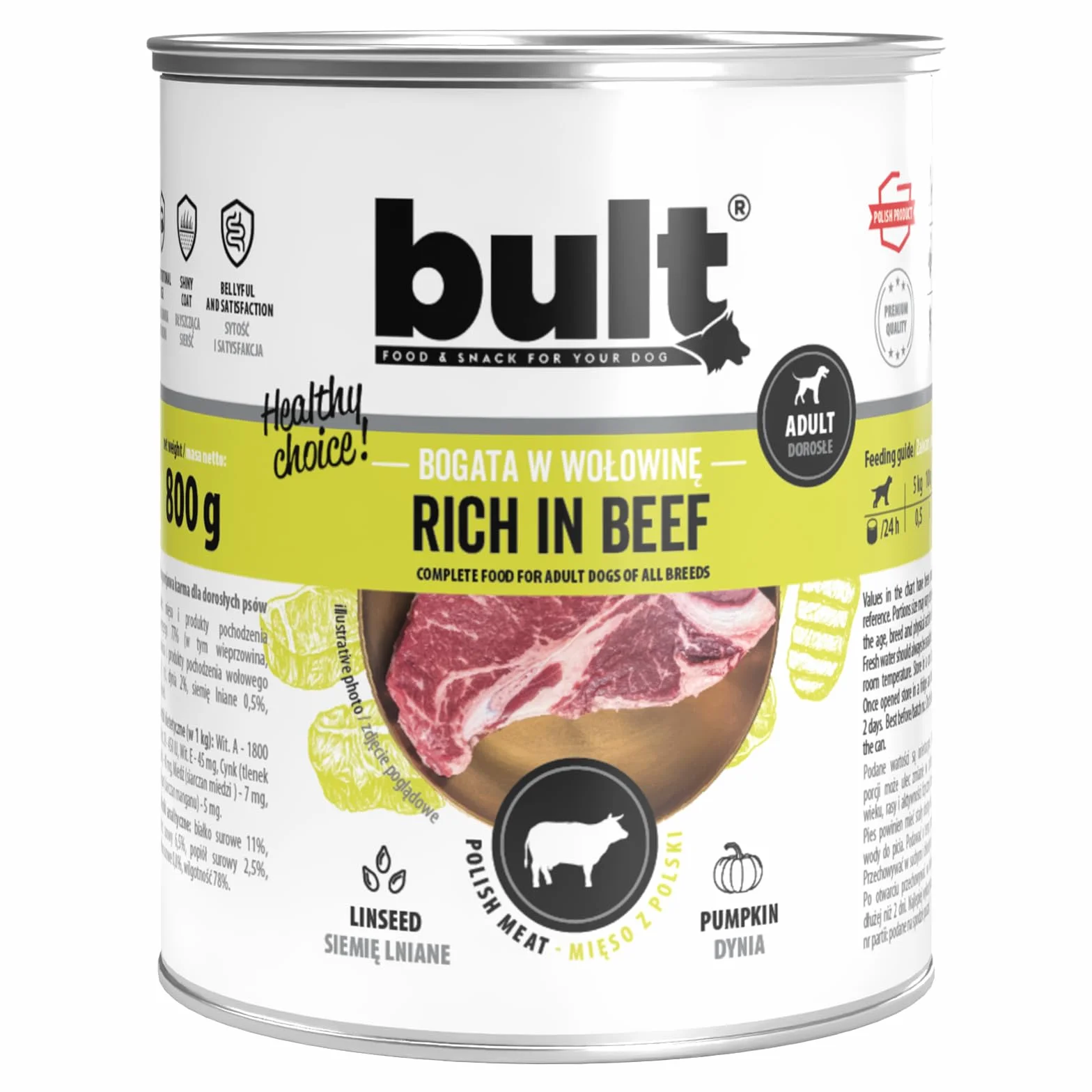 BULT, Mokra Karma dla Psa, Mix Smaków (Dorsz, Dziczyzna, Indyk, Jagnięcina, Kaczka, Wołowina), 800g x 12 Puszek, Dla Dorosłych Psów, Bez Konserwantów