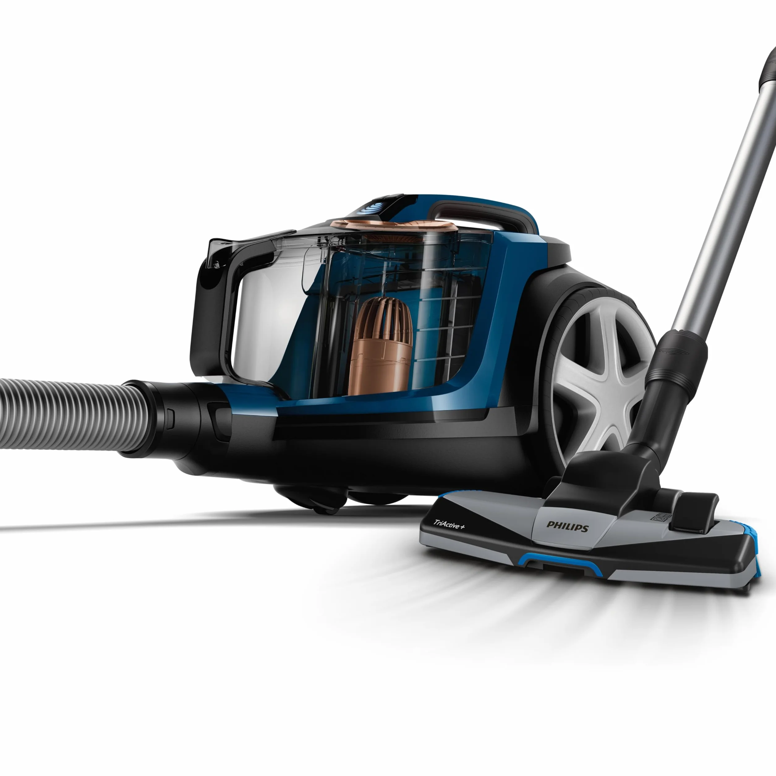 Philips PowerPro Bezworkowy Odkurzacz, Tworzywo Sztuczne, 900 W, 2 L, Blokada Antyalergiczna, Technologia PowerCyclone 8, Szczotka SuperTurbo, Kontrola Mocy, Niebieski/Czarny (FC9745/09)