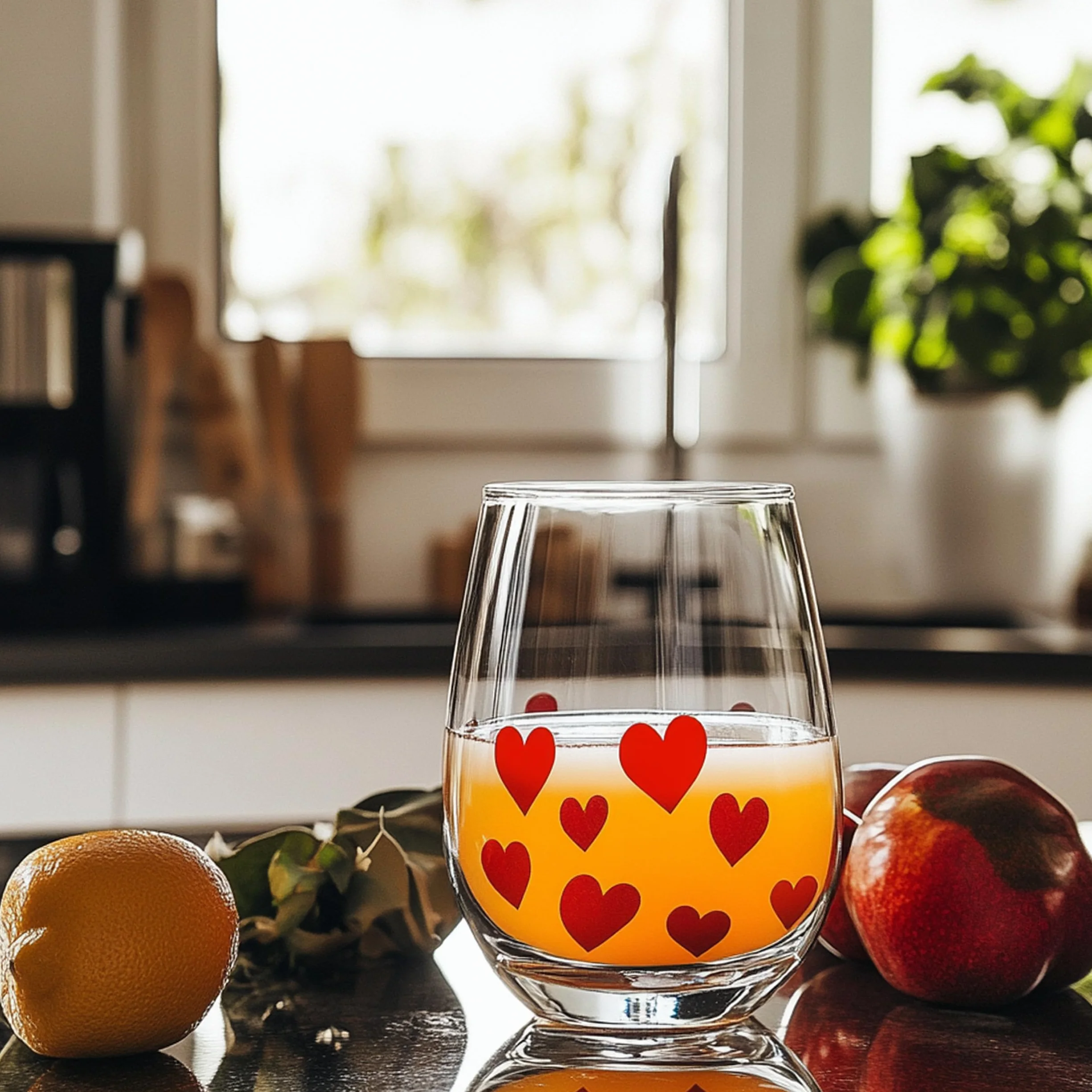 Stölzle Lausitz L'Amour Szklanki Czerwone Zestaw 6 szt. 335 ml – Eleganckie Szklanki do Wody z Motywem Serca – Kryształowe Szklanki do Soku – Nadające się do Zmywarki i Odporne na Uszkodzenia