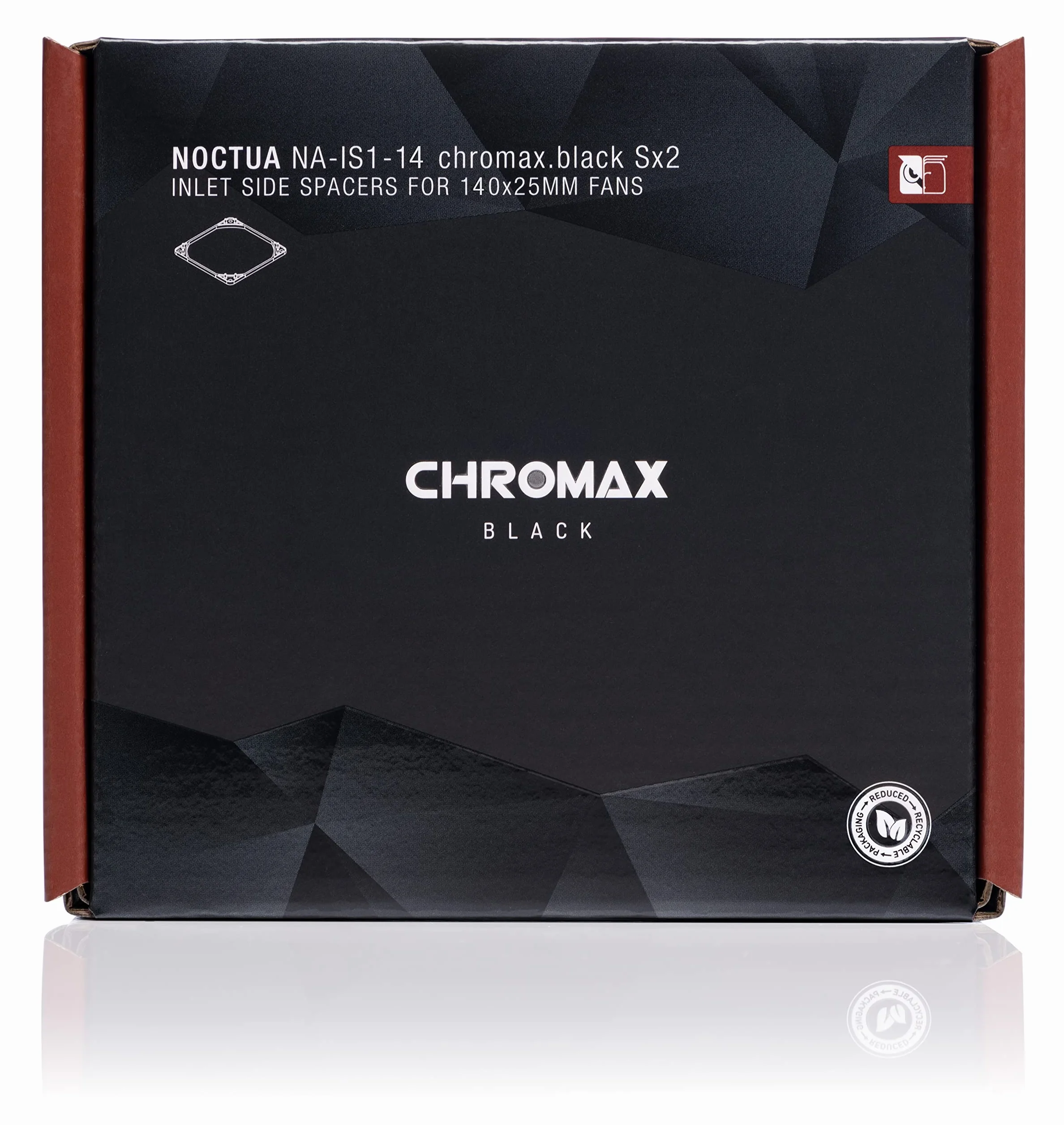 Noctua NA-IS1-14 chromax.black Sx2, Ramki Dystansowe Wlotu Powietrza dla 140-milimetrowych Wiatraków (Czarny)