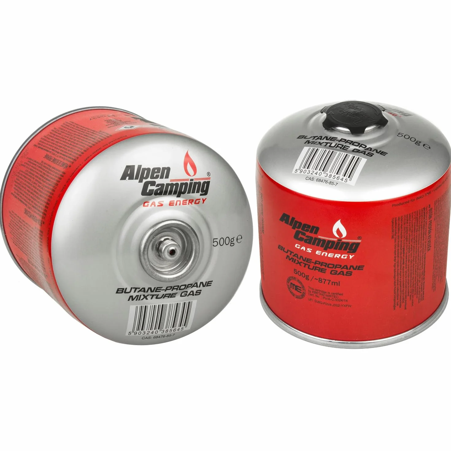 Alpen Camping 2x kartusz gazowy 500g, propan-butan, zakres -10°c do+ 40°c, zawór 7/16" IK008