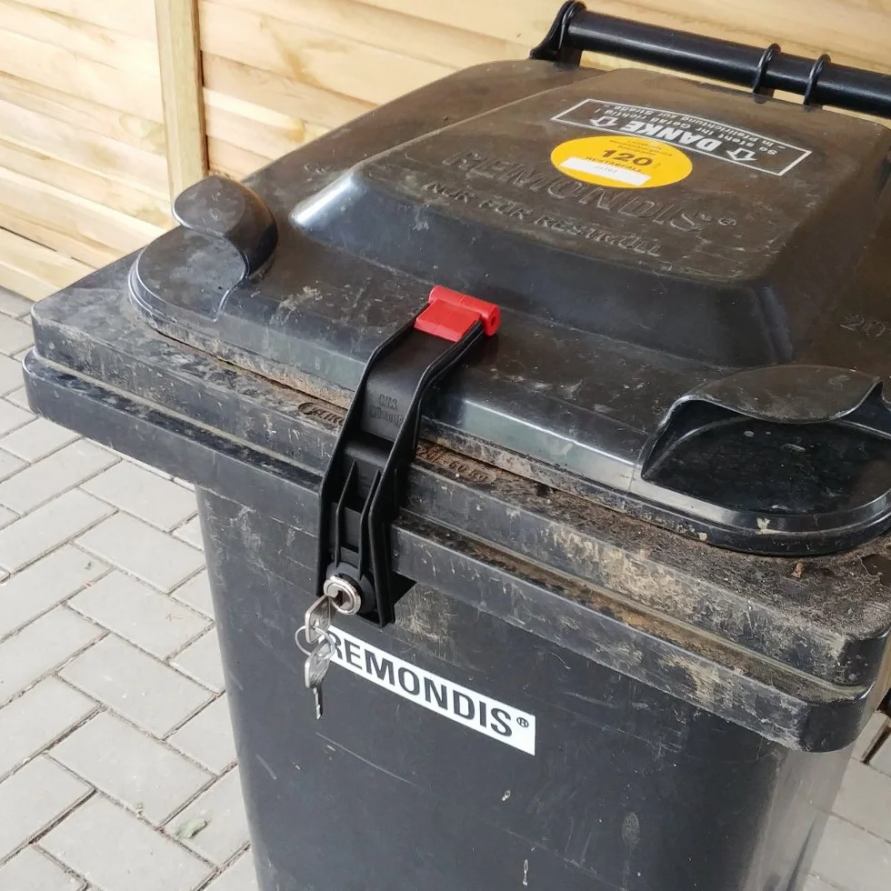 CTS Blokada kosza na śmieci, 60 – 360 litrów, czarna, równocześnie zamykana