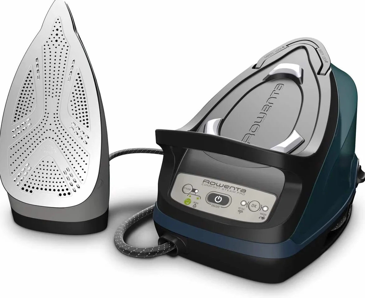 Rowenta DG7621 Compact Steam Pro stacja parowa, 6,2 bar, uderzenie pary 310 G/min, tworzywo sztuczne, rozmiar XL, niebiesko-czarna