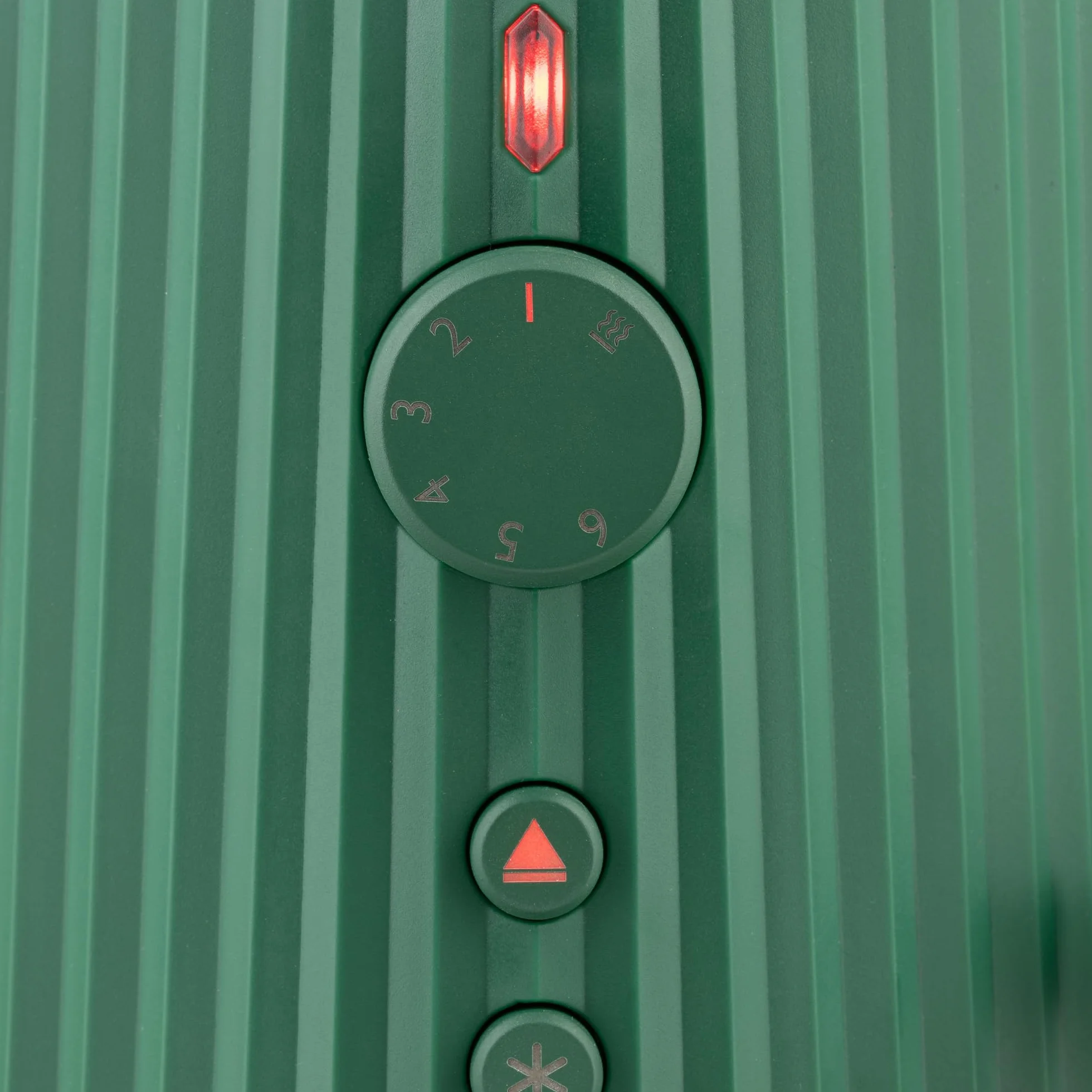 Alessi Plissé MDL08 GR - designerski toster, sześć stopni pozłacania, z żywicy termoplastycznej, wtyczka europejska 850 W, zielony