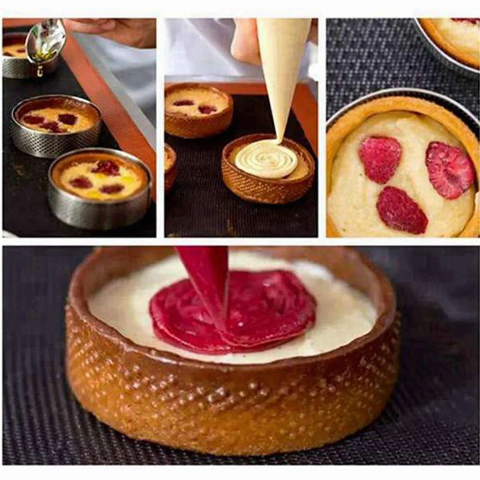 60 Sztuk OkrąGłE PierśCienie Tarta z Otworami Ciasto Owocowe Quiches Ciasto Kuchnia Forma do Pieczenia Perforowane Ciasto PierśCień 8Cm