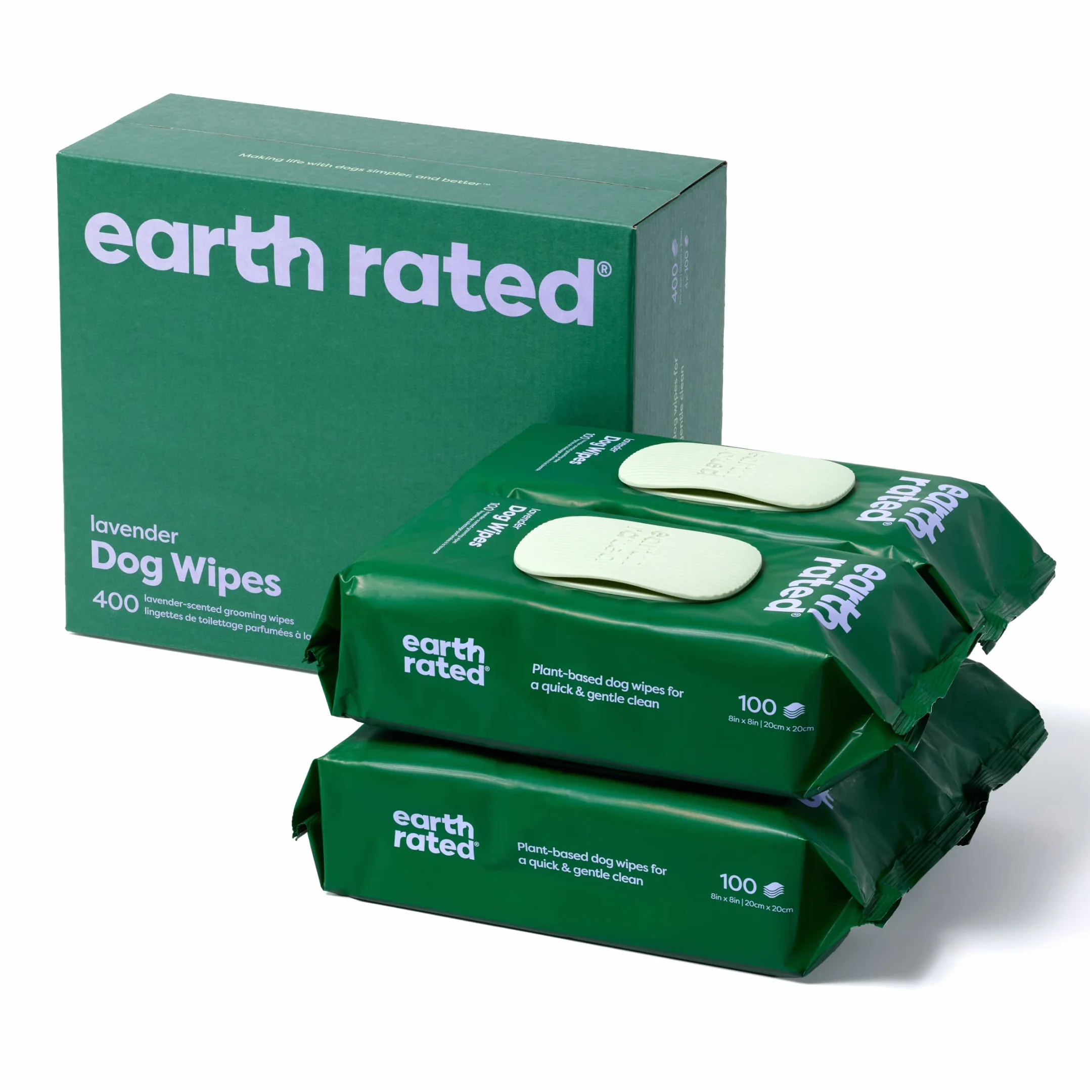 Earth Rated Chusteczki dla Psów Hipoalergiczne Czyszczące Nawilżające Zapach Lawendy 400 Sztuk