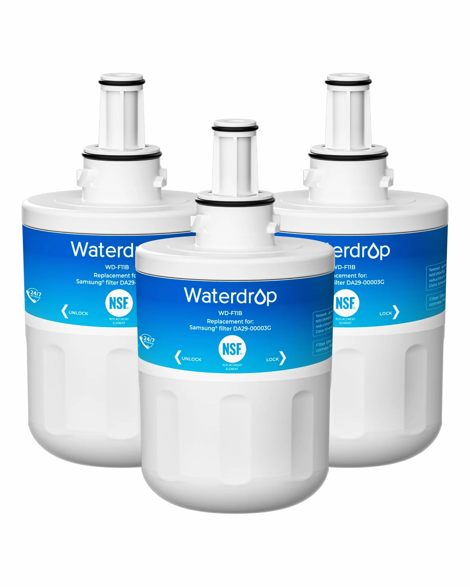 Waterdrop DA29-00003G Filtr Wody do Lodówki Kompatybilny z Samsung Aqua Pure Plus DA29-0003G, DA29-0003B, DA29-0003A, DA97-06317A, DA61-00159A, HAFCU1/XAA, HAFIN2, APP100, Pakiet Może Się Różnić (3)