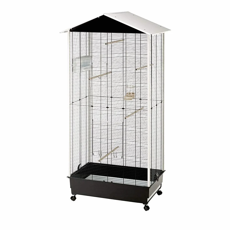 Ferplast Woliera dla ptaków, klatka dla papużek falistych, do użytku na zewnątrz, z kółkami i akcesoriami dla ptaków, 77 x 57 x wys. 162 cm