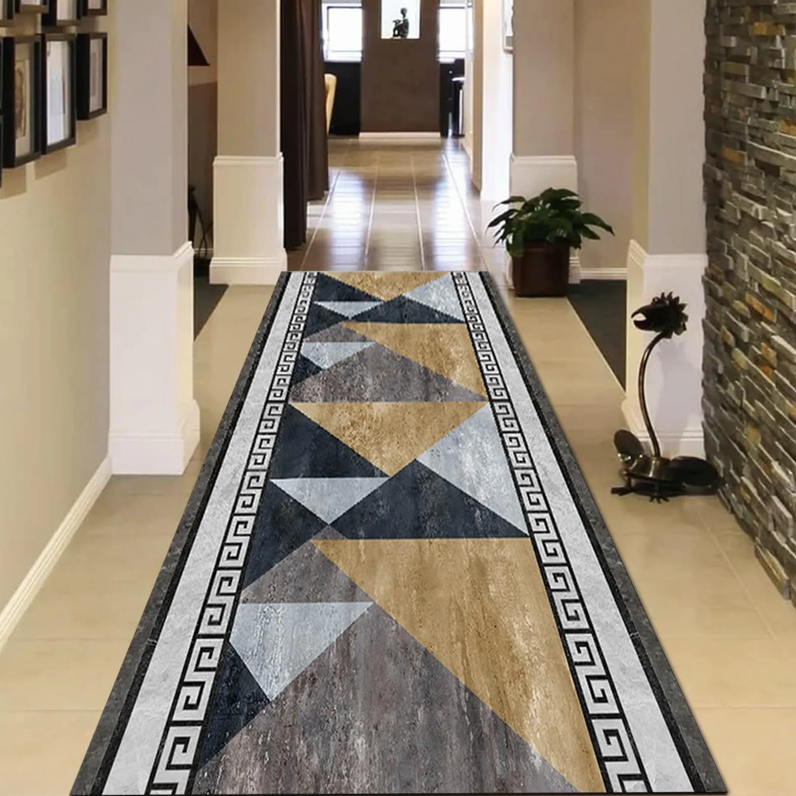 Nowoczesny Chodnik Dywanowy do Korytarza i Przedpokoju - Długi, Wąski Dywanik Szary - Mata Podłogowa do Kuchni, Schodów (Rozmiar: 80×300cm)