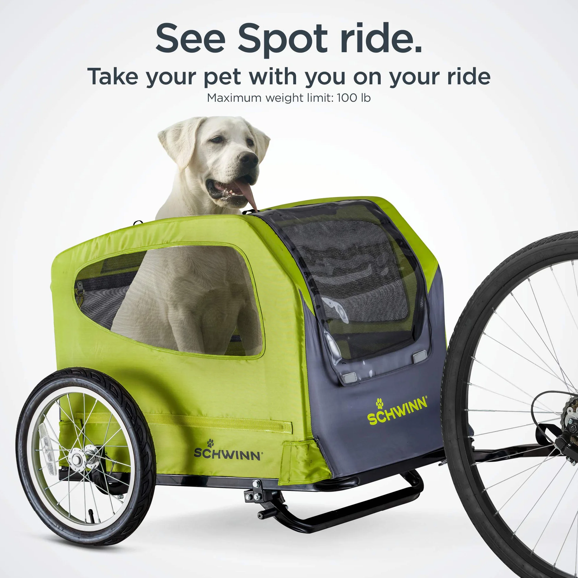 Schwinn Rascal Bike Pet Trailer, For Small and Large Dogs, Large, Grey