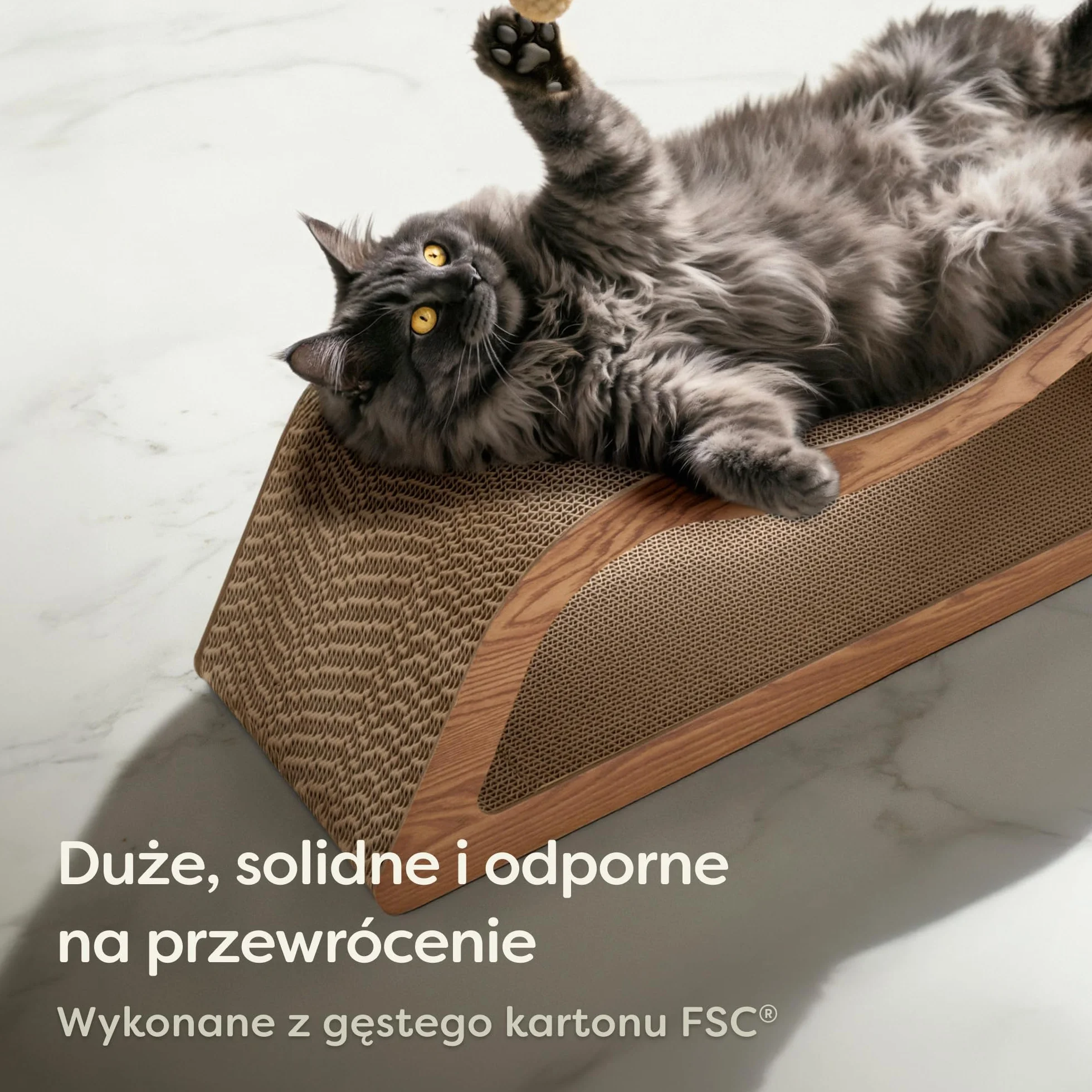 Knupis Drapak dla Kota 3-Częściowy XXL 75 cm – Wytrzymały Karton do Pielęgnacji Pazurów – Do 2 Lat Zabaw – Oszczędza Miejsce – Chroni Kanapy i Meble (Cloud- Brązowy)