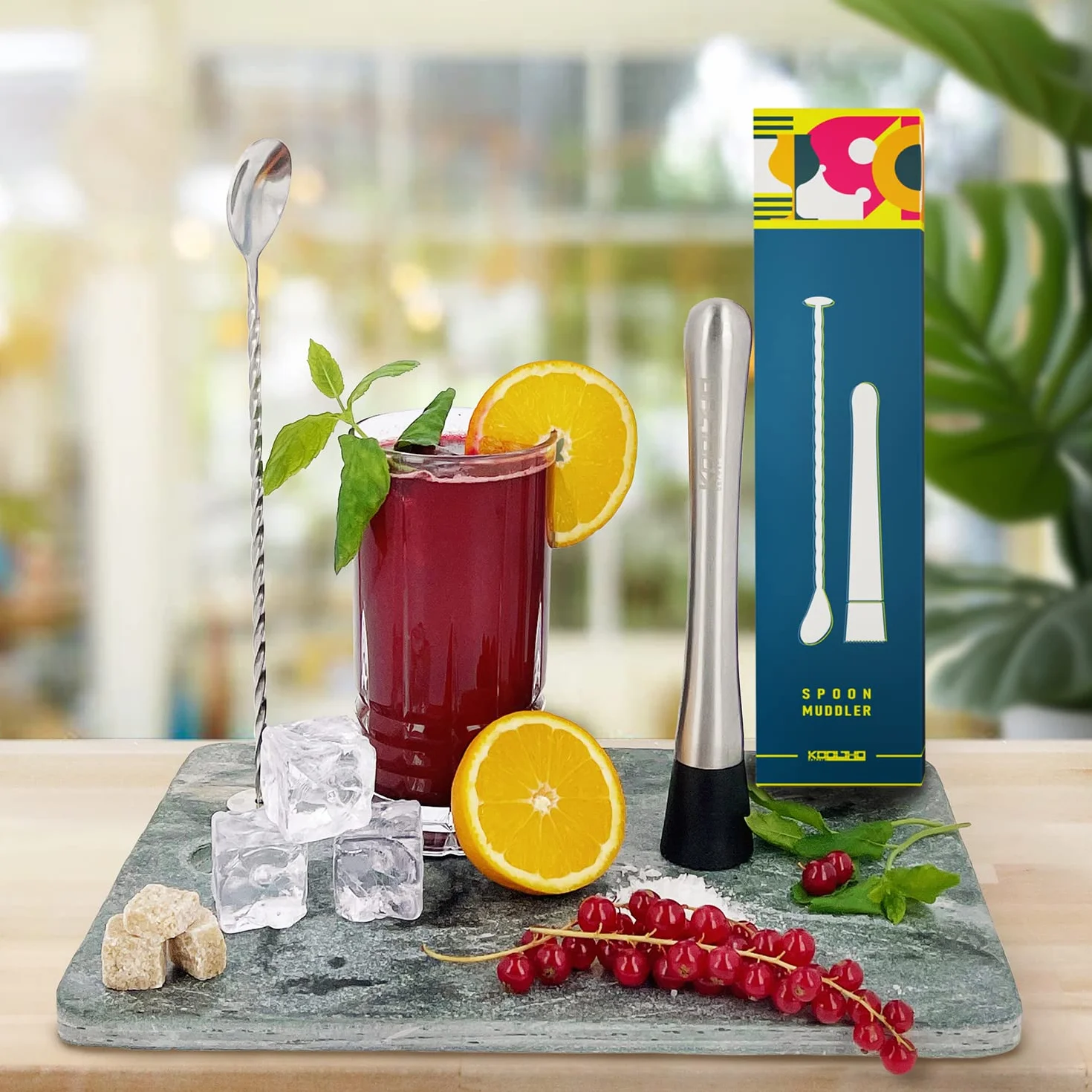 Zestaw łyżek barowych i koktajli, tłuczek ze stali nierdzewnej, z metalową łyżeczką, ubijak do Mojito i Caipirinha, podstawowy zestaw do przygotowywania napojów, barowy muddler & Spoon