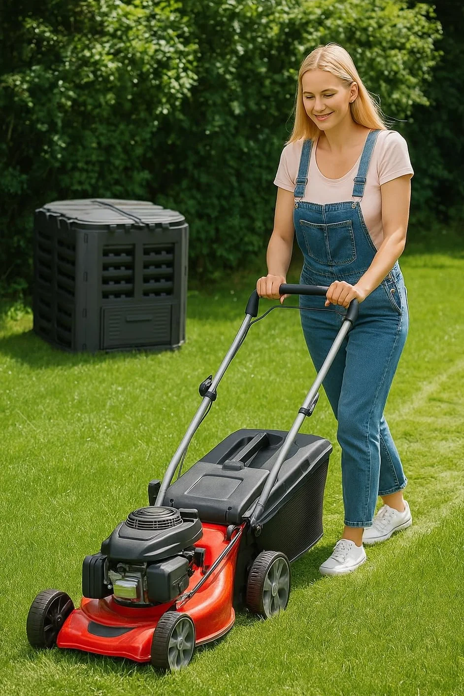 Kompostownik ogrodowy 600L z pokrywą – pojemnik na kompost z dnem – termokompostownik z tworzywa sztucznego, czarny – kompost