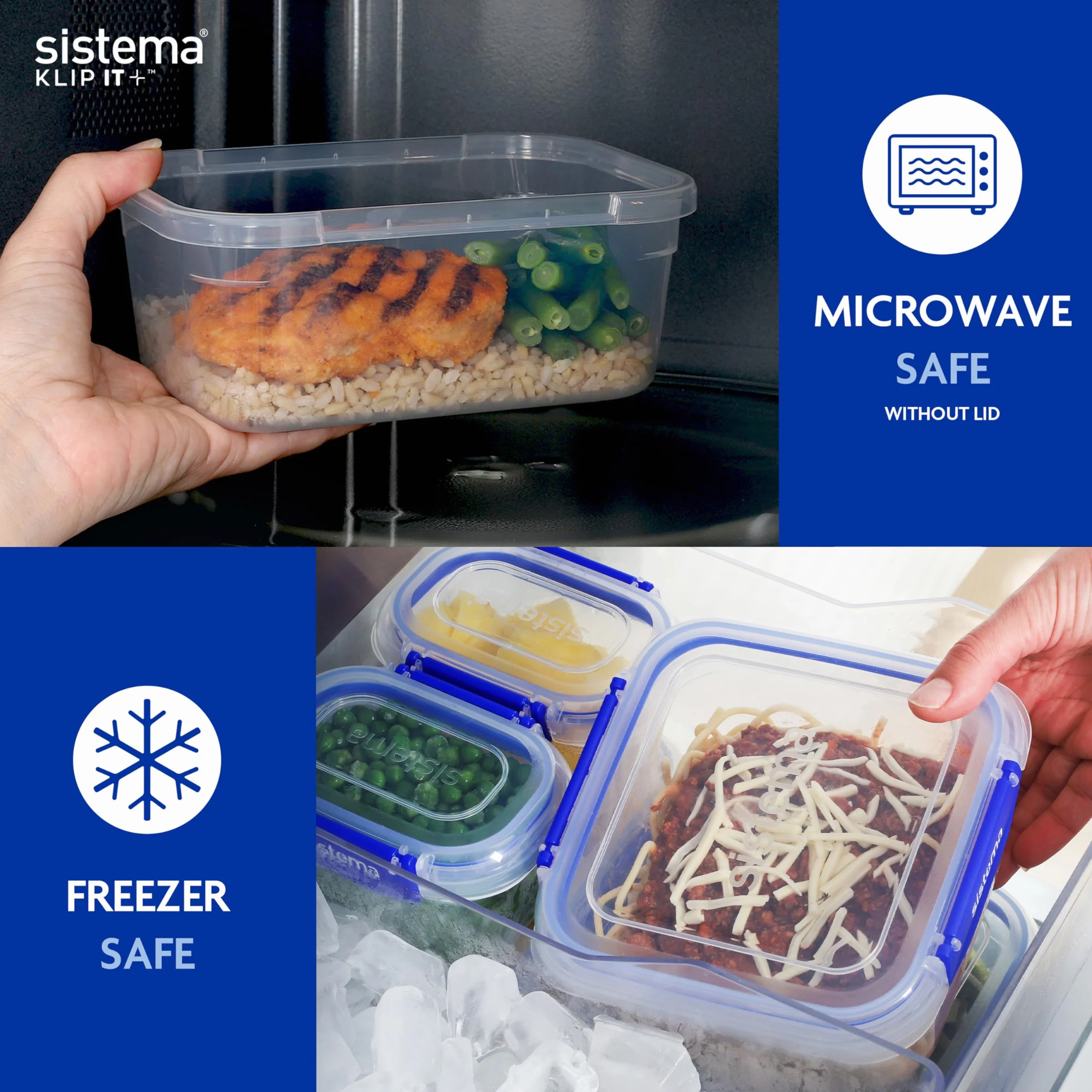 Sistema KLIP IT PLUS Pojemniki do przechowywania żywności, 400 ml, 3-częściowy zestaw hermetycznych pojemników, szczelne uszczelnienie, łatwe blokowanie, bez BPA