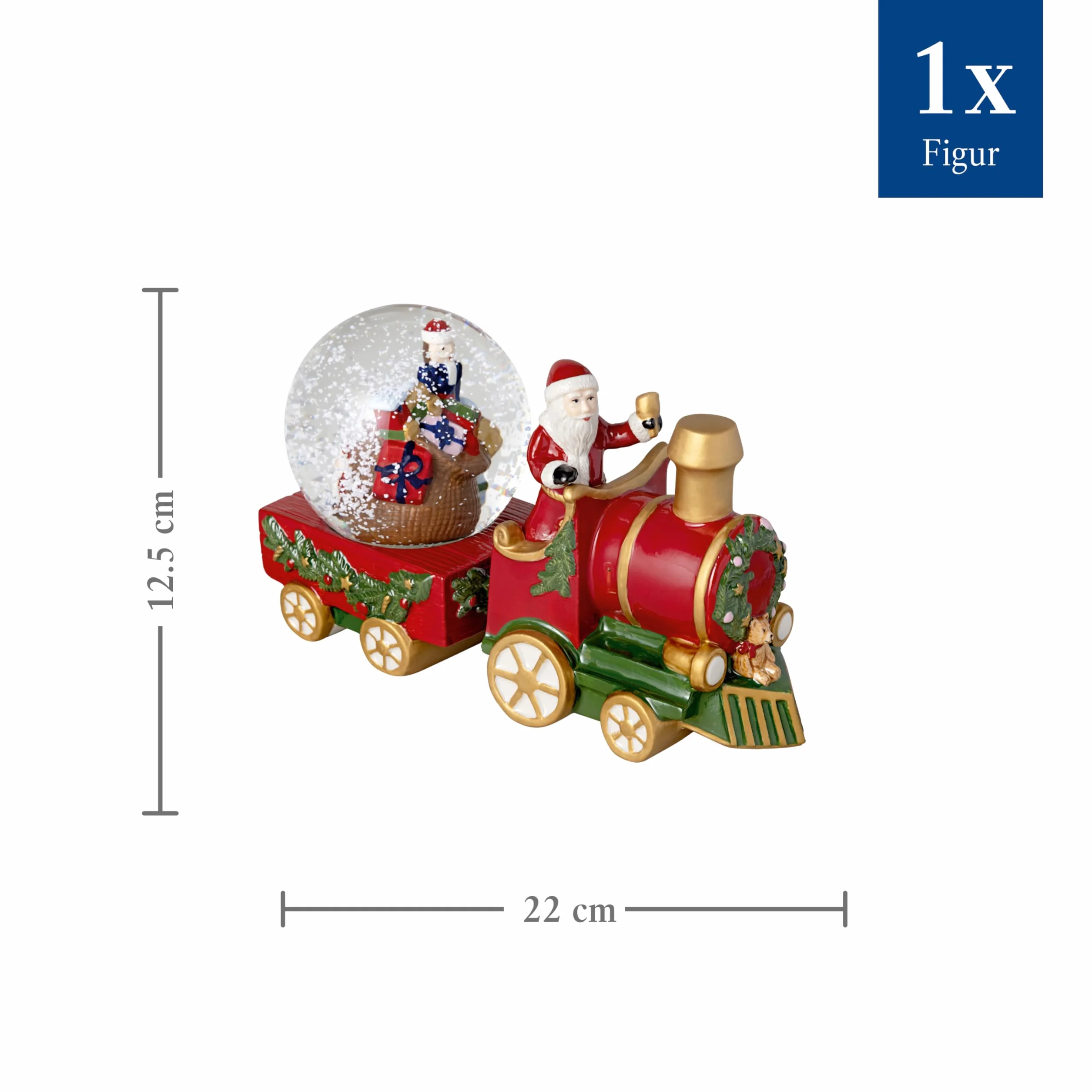 Villeroy & Boch – Christmas Toys, pociąg z kulą śnieżną duży, pociąg, 22 x 8,5 x 12,5 cm, porcelana/szkło, wielokolorowy
