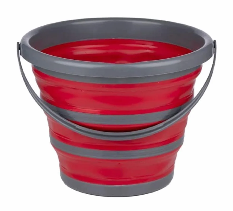 Dirt Devil Składane wiadro – 10 litrów – 32 x 25,5/5,5 cm – oszczędność miejsca – idealne do czyszczenia i na kemping – czerwone