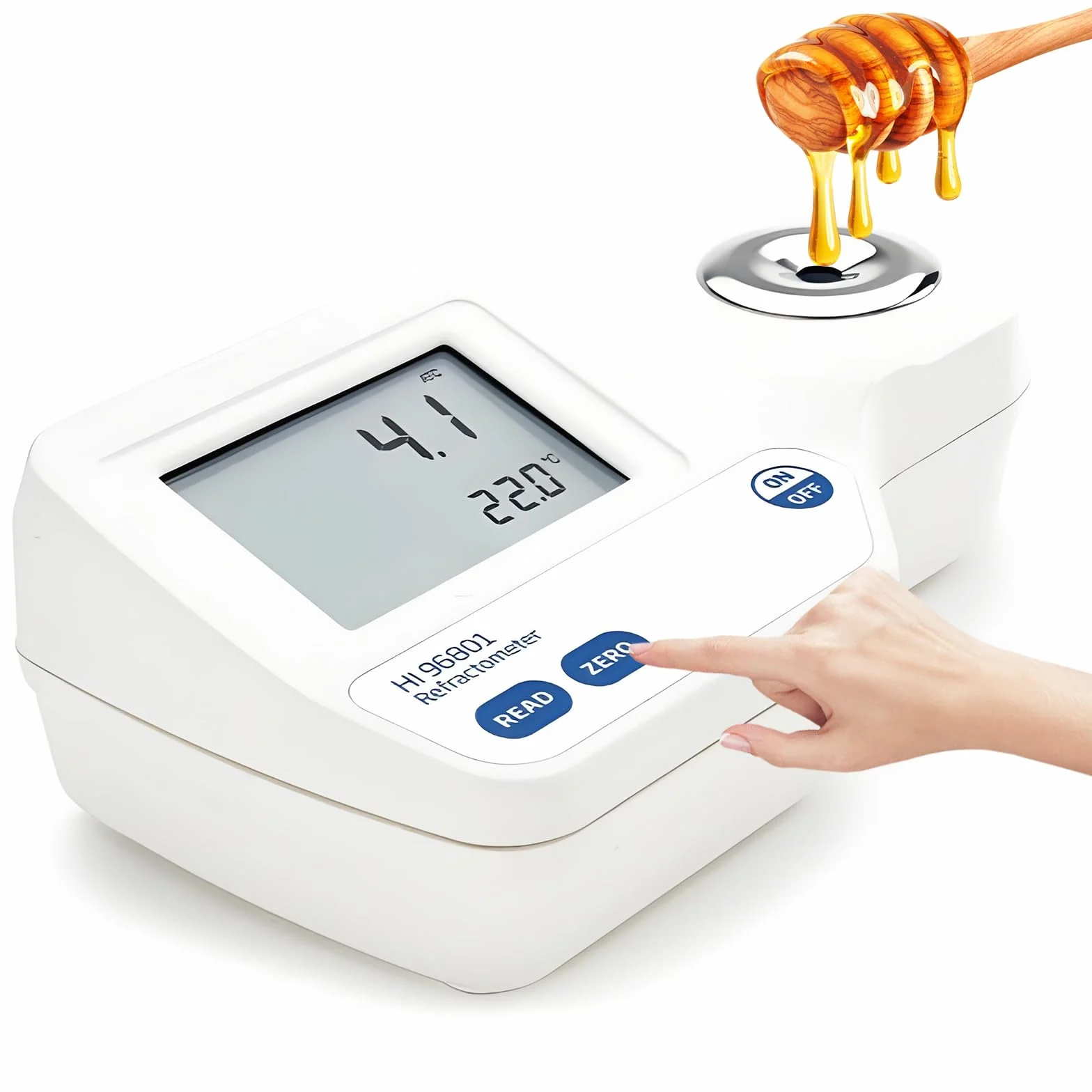 Cyfrowy refraktometr do pomiaru cukru, podwójny wyświetlacz z ATC i czujnikiem temperatury, wodoodporny tester klasy spożywczej IP65, dokładność 0,1%, przenośny z obudową