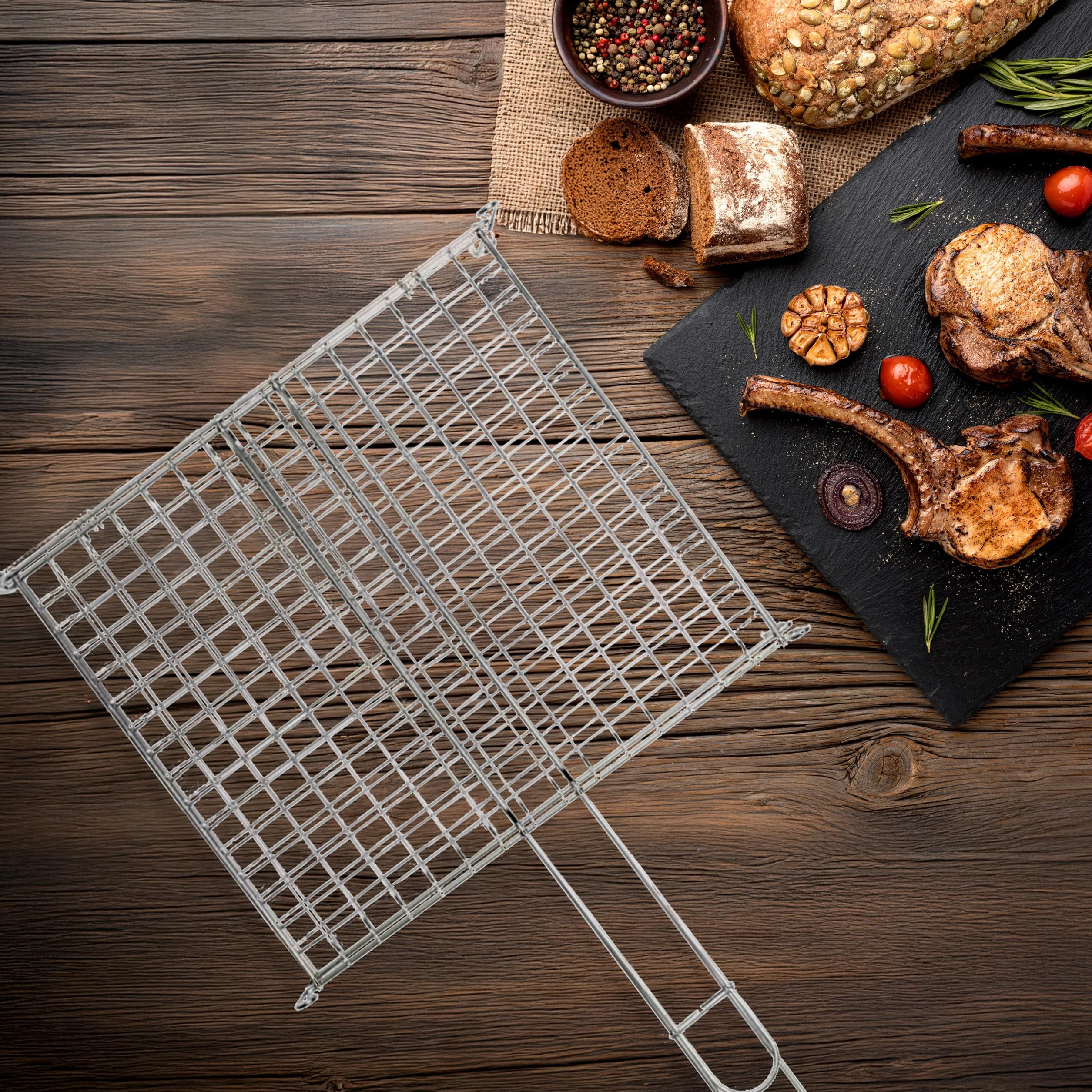 MasterCook grill ze stali nierdzewnej, składany ruszt do grilla, do grilla, kominka i grilla, akcesoria do grilla, odporny na wysokie temperatury grill rybny