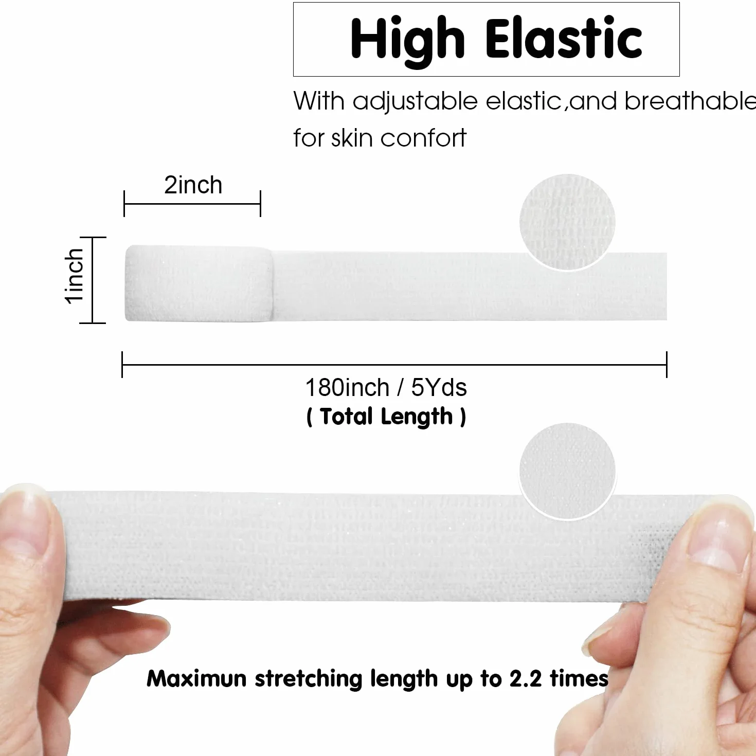 Cohesive Flexible Bandage Self-Adhesive Roll Latex-Free Non-Woven Athletic Tape 2.5 cm x 4.5 m 12 Rolls White