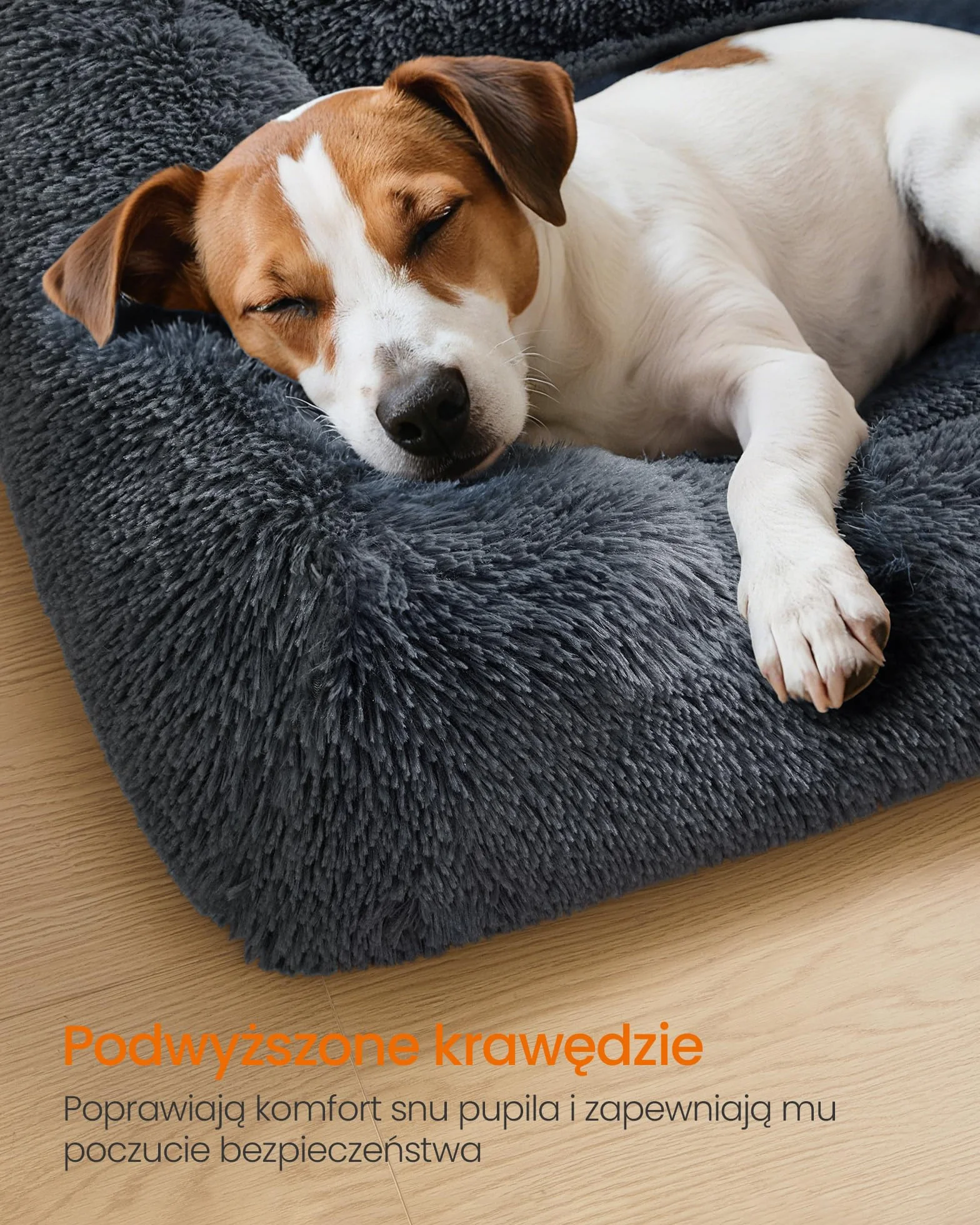 Feandrea Legowisko dla psa, średnie, 71 x 55 x 18 cm, miękka wyściółka, sofa dla psa, podwyższone krawędzie, zdejmowany i nadający się do prania pokrowiec, antypoślizgowe, ciemnoszare PGW271GR01