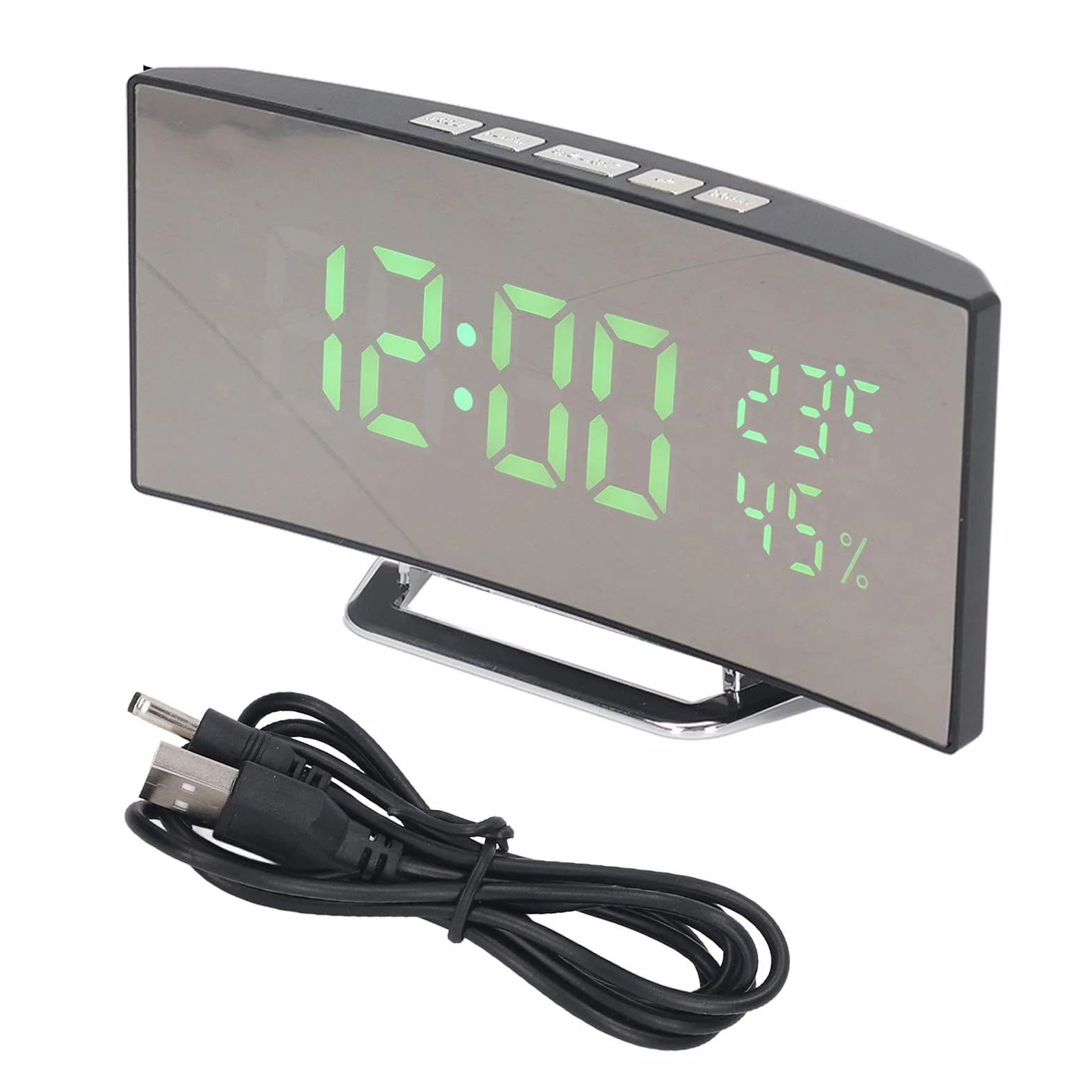 Fdit Cyfrowy Zegar LED, Podwójny Wyświetlacz 12H/24H z Monitorem Temperatury i Wilgotności, Automatyczne Przyciemnianie Trybu Nocnego, Alarm z funkcją Drzemki, Duży Ekran do Domowego (zielone światło)