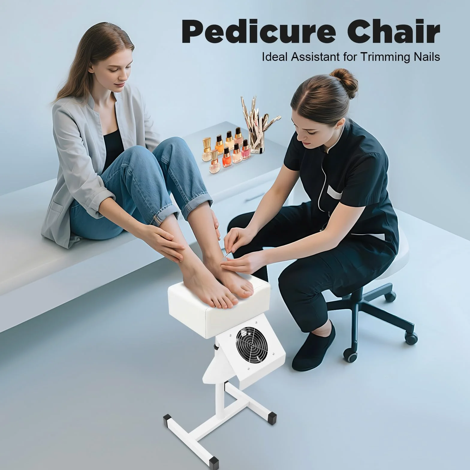 Poduszka do pedicure, regulowana stopa SPA, krzesło do masażu, białe, poduszka do manicure, poduszka podpierająca nogi z kurzem, wentylator odsysający, nośność 10 kg, ergonomiczna poduszka PCW do