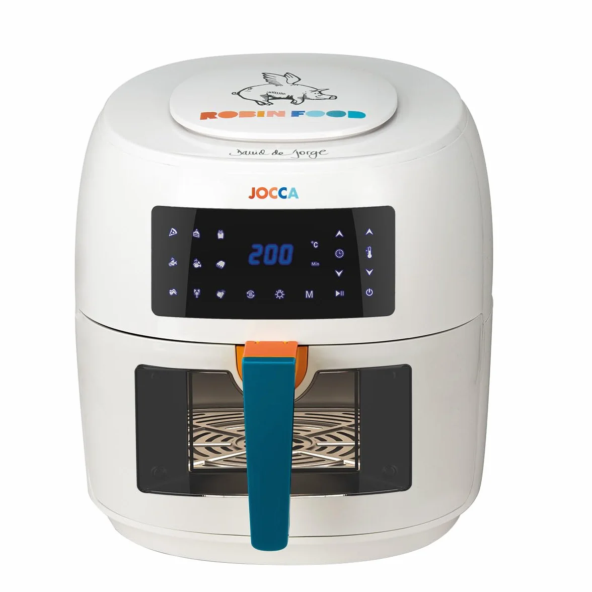 Jocca - Frytkownica na gorące powietrze 7,4 l Robin Food | Frytkownica bezolejowa z oknem Chef David de Jorge| Air Fryer | 1800 W moc | Zabezpieczenie przed przegrzaniem | Ekran dotykowy LED