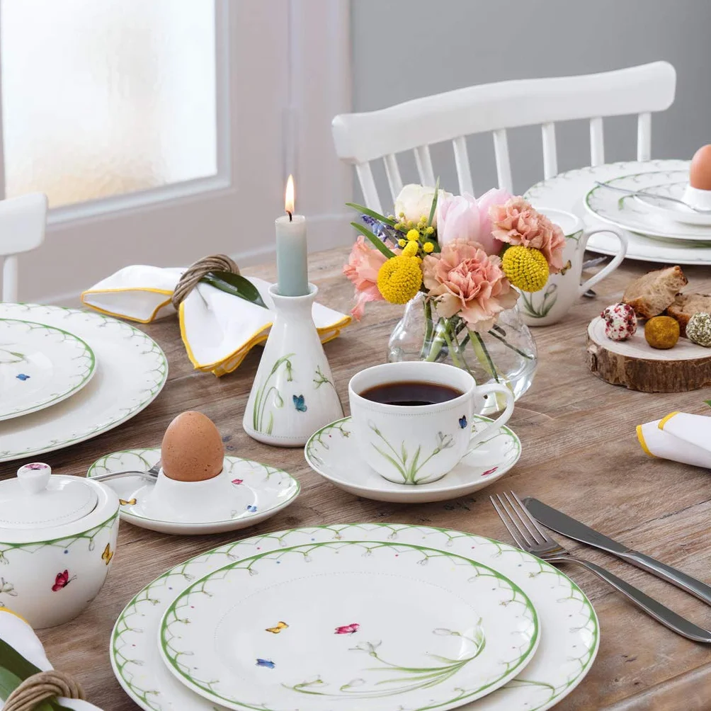 Villeroy & Boch Kolorowy wiosenny spodek, 14 cm, biały/kolorowy, nadaje się do mycia w zmywarce, do kuchenki mikrofalowej, na wiosnę, Wielkanoc, dekoracja wielkanocna, naczynia, porcelana premium