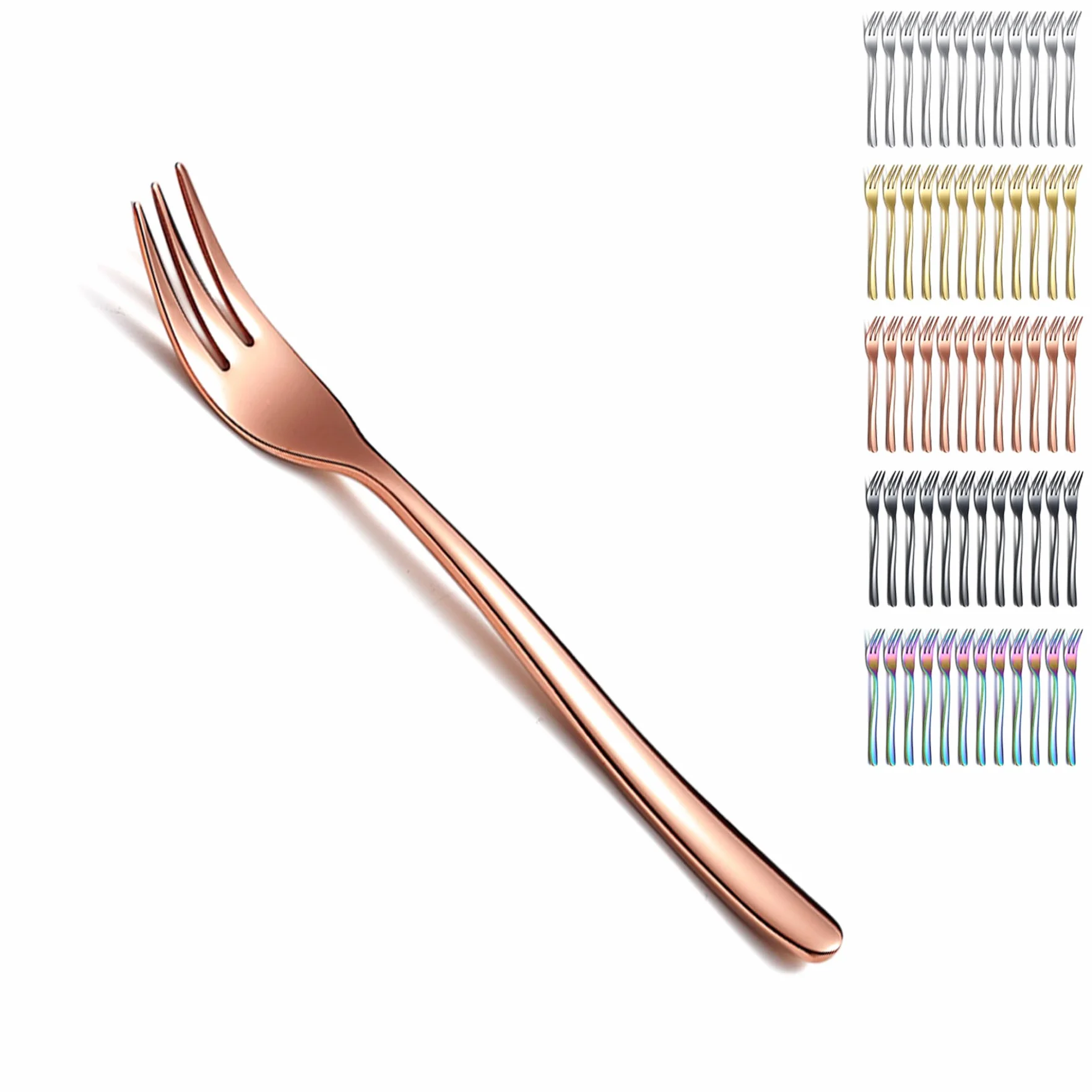 Kyraton Rose Gold Dessert Forks 12 sztuk 15,6 cm widelec do ciasta ze stali nierdzewnej, widelce do herbaty, widelce do owoców, zestaw sztućców do ciasta, można myć w zmywarce