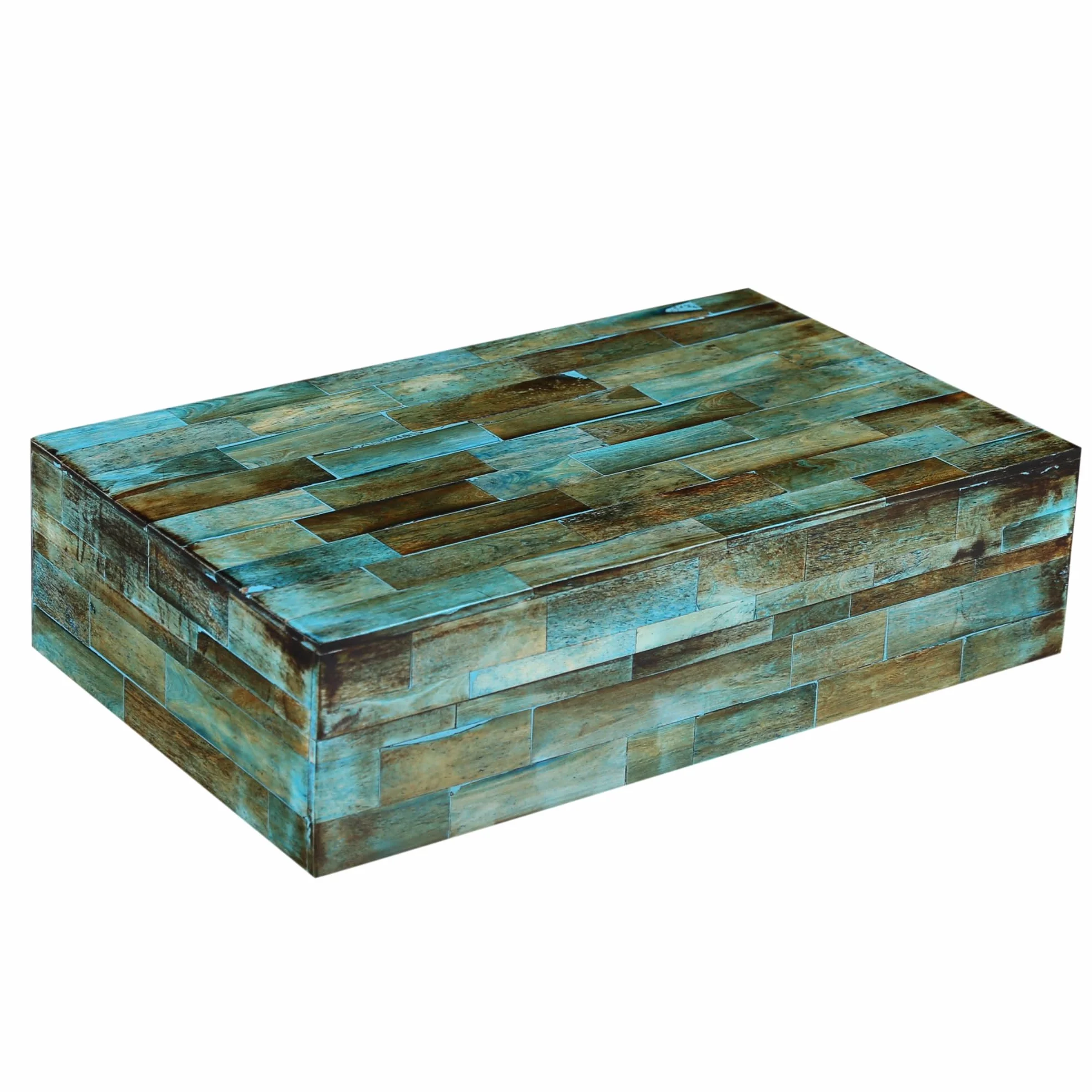 Handicrafts Home Verdigris zakryte pamiątka ozdobne pudełko do przechowywania kości ręcznie wykonane pudełka na biżuterię z (duża)