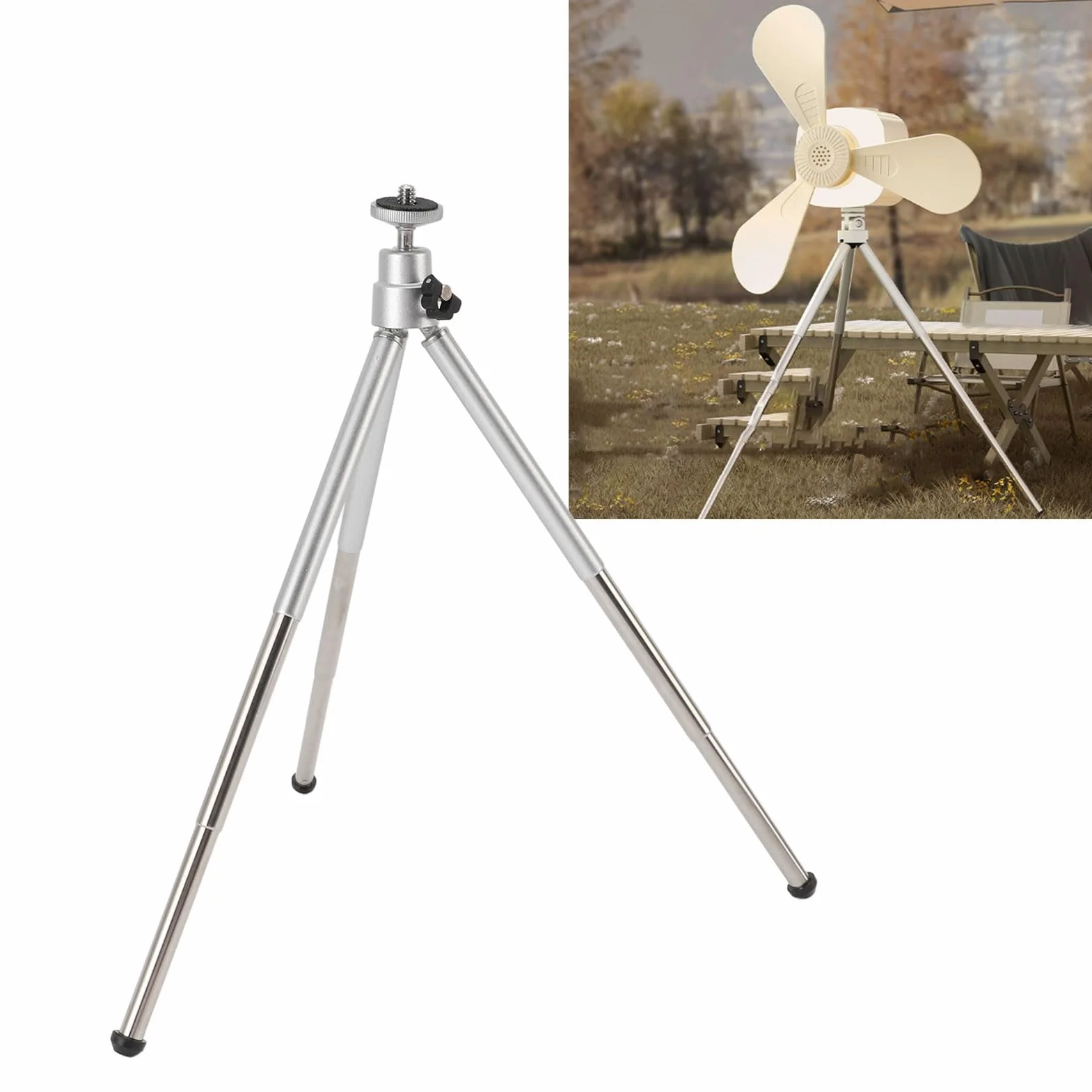 Lekkie Podparcie Wentylatorowe, Obozowanie na świeżym Powietrzu Pionowy Statyw z scutą Gwintem 6 Mm Regulowany stopień 15-30 Cm Aluminium do Biura Domowego