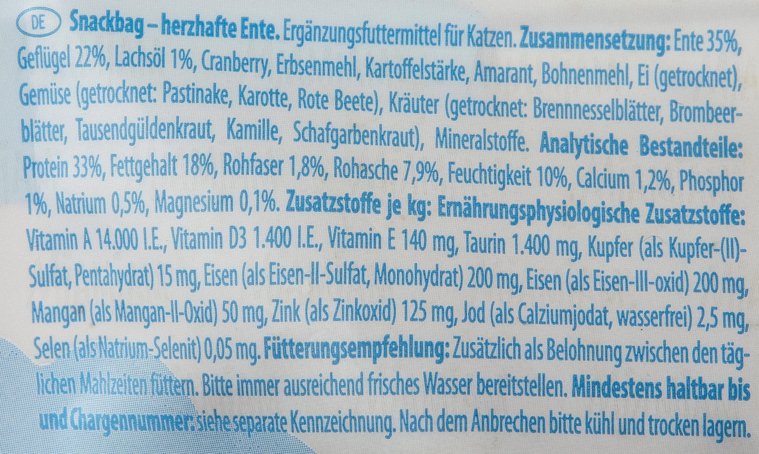 MjAMjAM Premium przekąska dla kota Snackbag obfita kaczka 125g naturalny