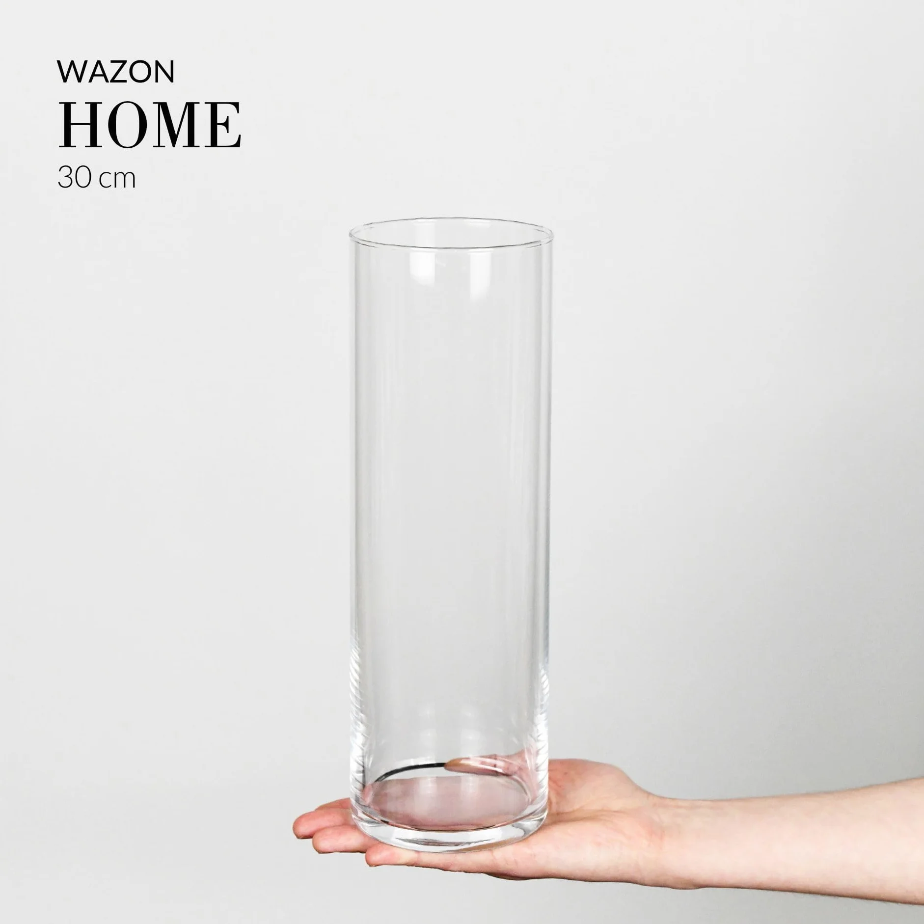 KROSNO Wazon szklany 30 cm – Kolekcja Home, wysoki wazon na kwiaty, cylindryczny, minimalistyczny design, grube szkło, do bukietów, traw i dekoracji wnętrz