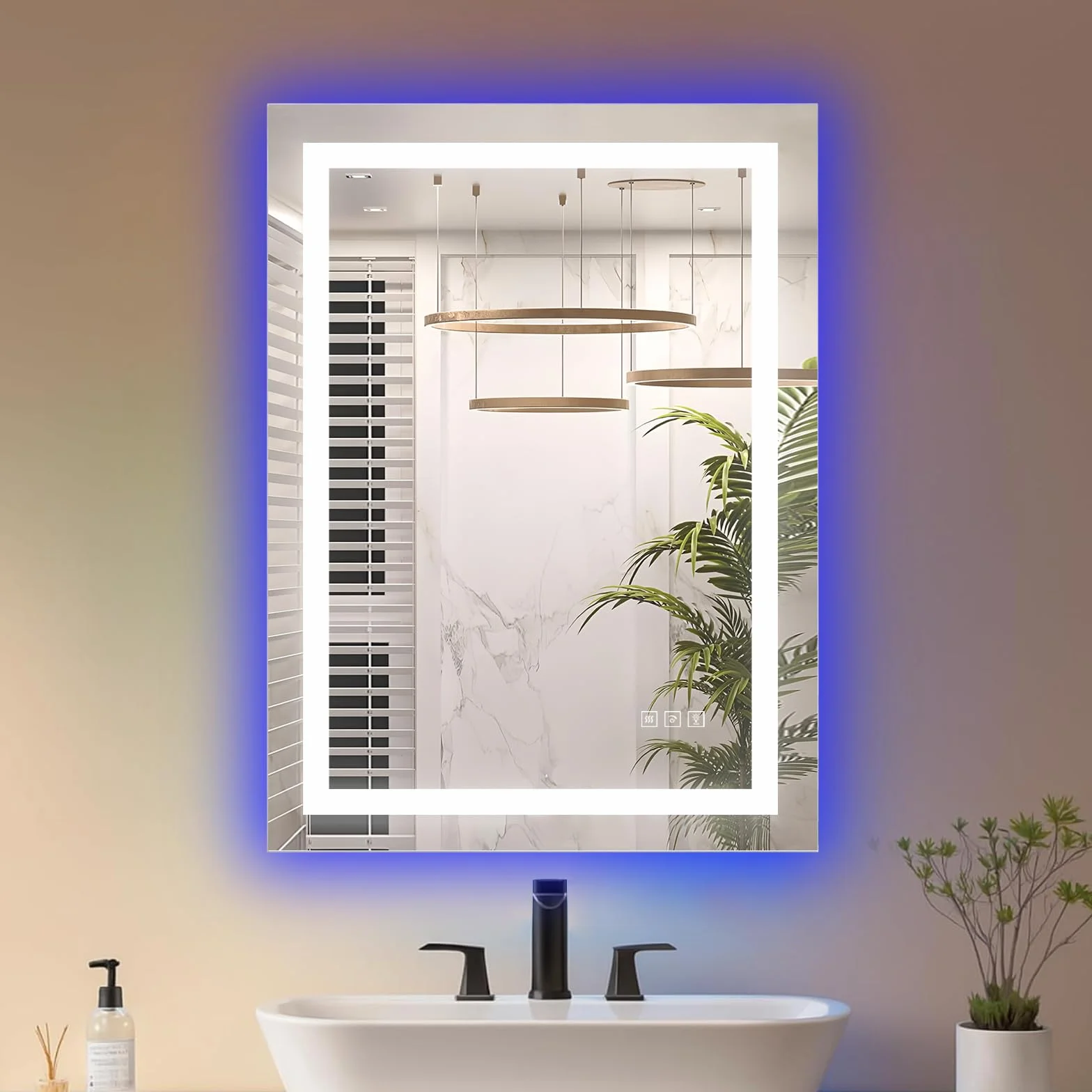 Lustro łazienkowe z oświetleniem, RGB LED, ochrona przed zaparowaniem, lustro ścienne ze światłem, inteligentne lustro, lustro łazienkowe, zmiana kolorów