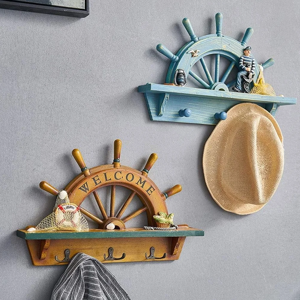 Wieszak na płaszcze Drewniany wieszak ścienny Wieszaki na płaszcze Ścienny Dekoracja ścienna, Heavy Duty Key Hat Rack Holder (Color : Natural)