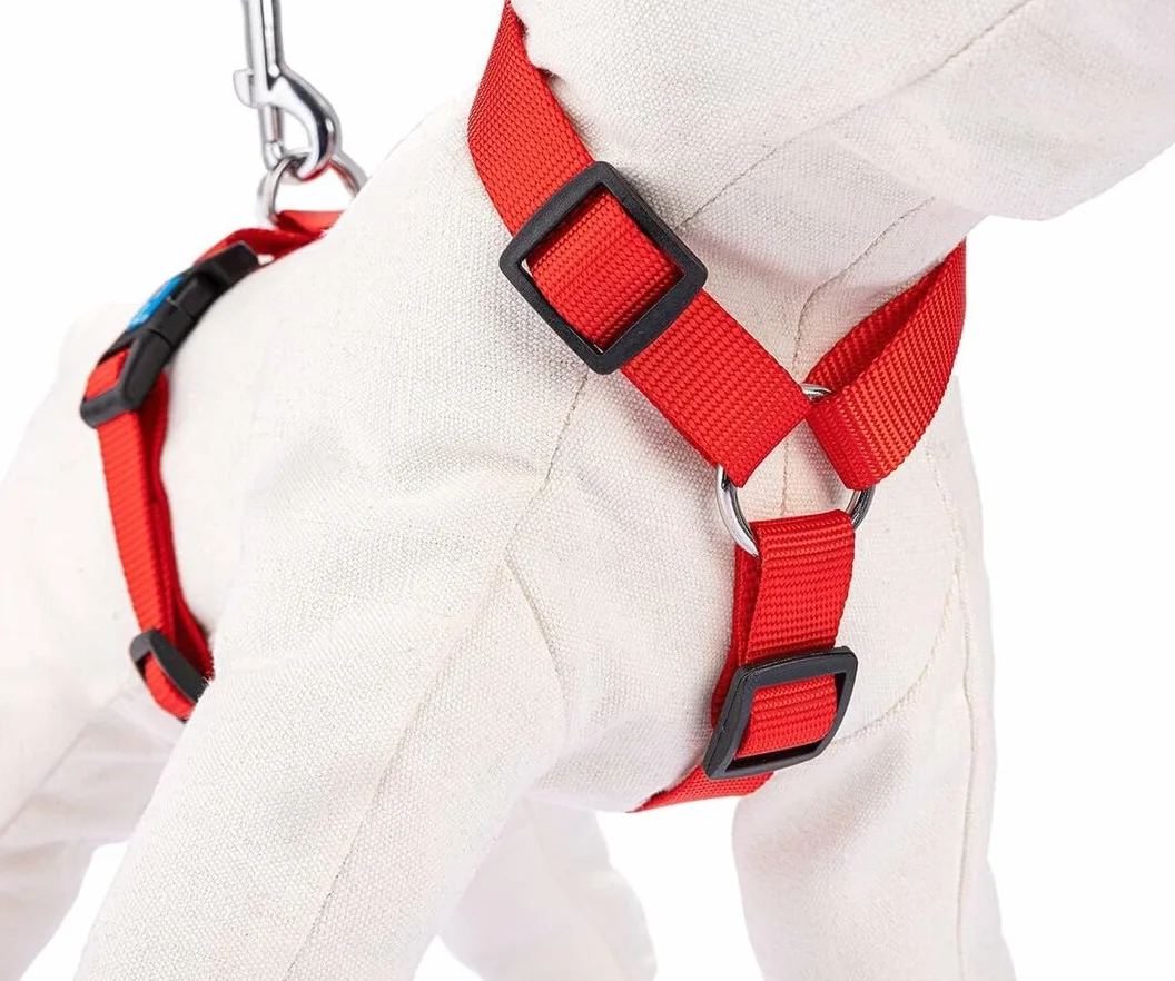 HAPPET Szelki regulowane XL Czerwone nylonowe dla dużych psów 2,5 cm regulacja szyi 43–73 cm klatki 72–114 cm