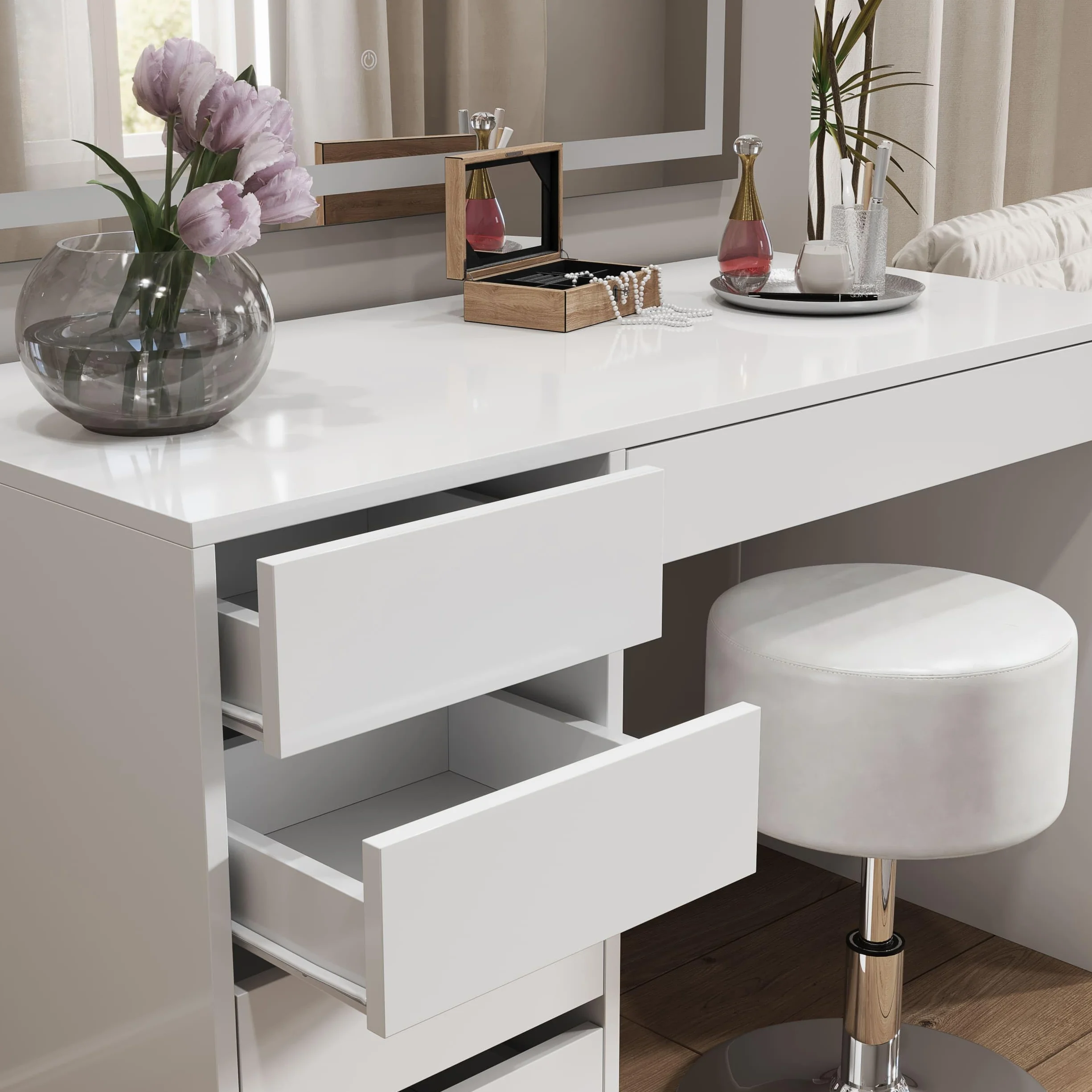 Vicco Stołek "Design", Biały, 33.5 x 67 cm do toaletki