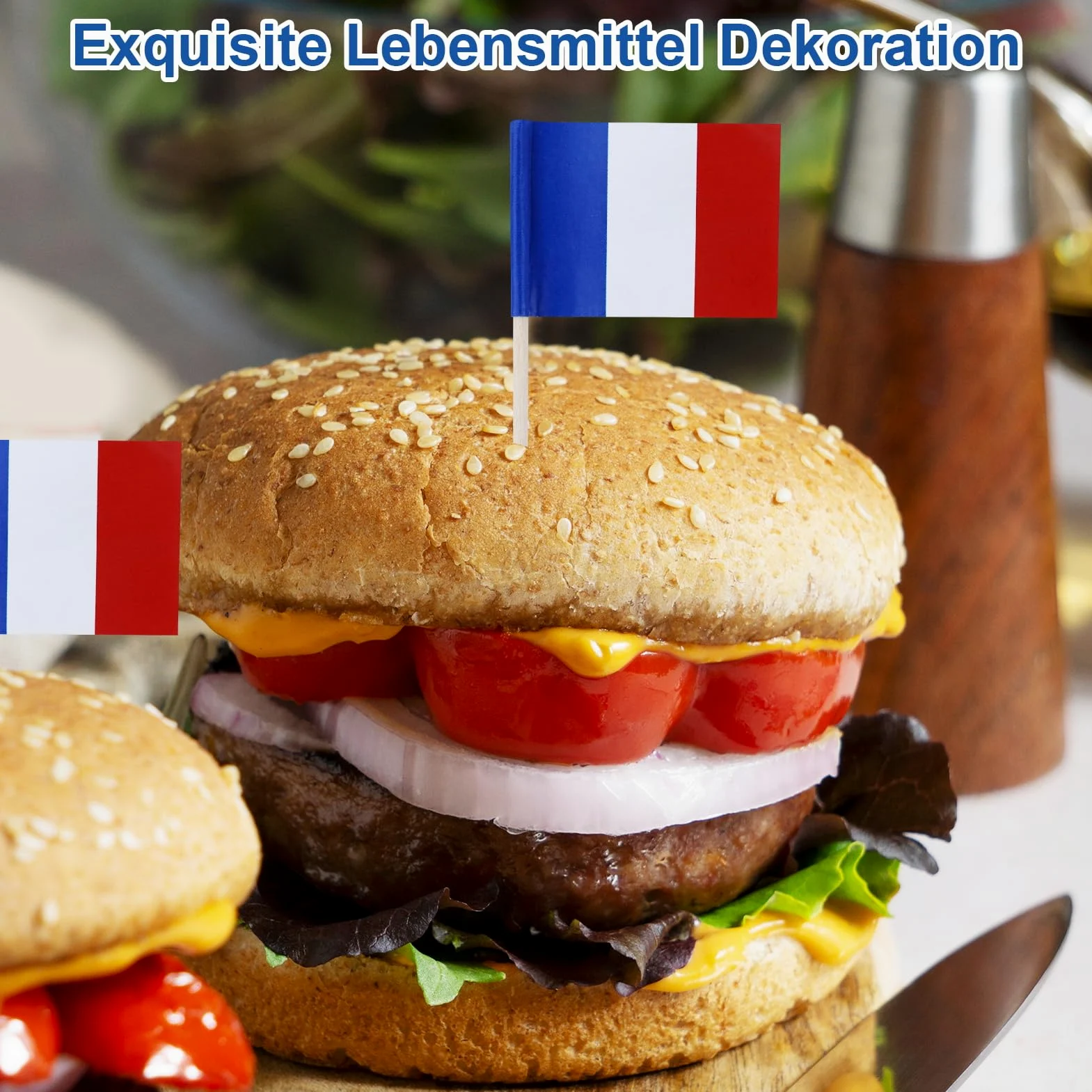 120 sztuk wykałaczek z flagą Francji, dekoracyjne wykałaczki, drewniane flagi do koktajli, do ciast, ciastek, muffinek, lodów, owoców