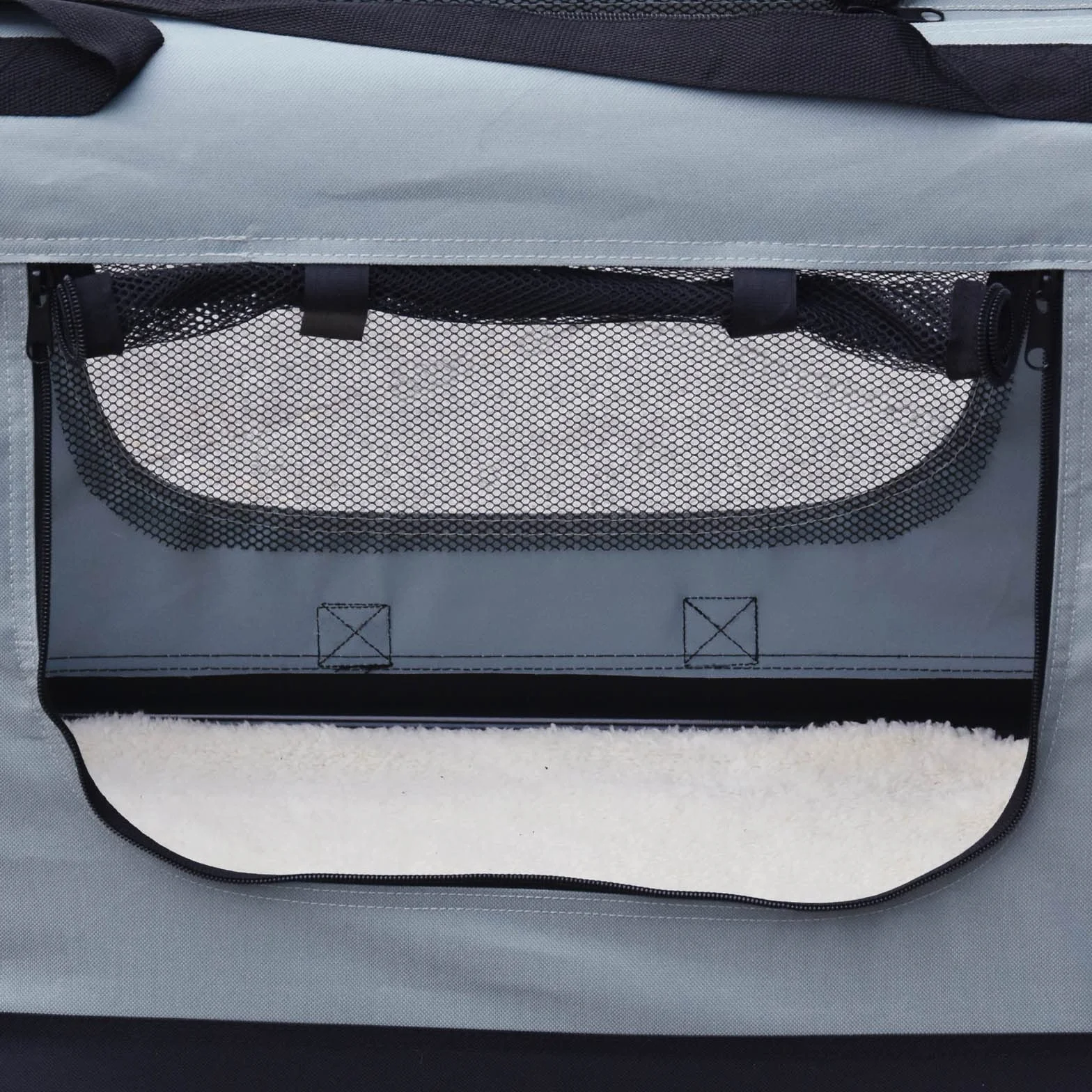 Fudajo Składany transporter dla psa i kota L (70x52x50 cm) szary, klatka transportowa z poduszką, lekka torba do samochodu dla zwierząt do max. 15 kg