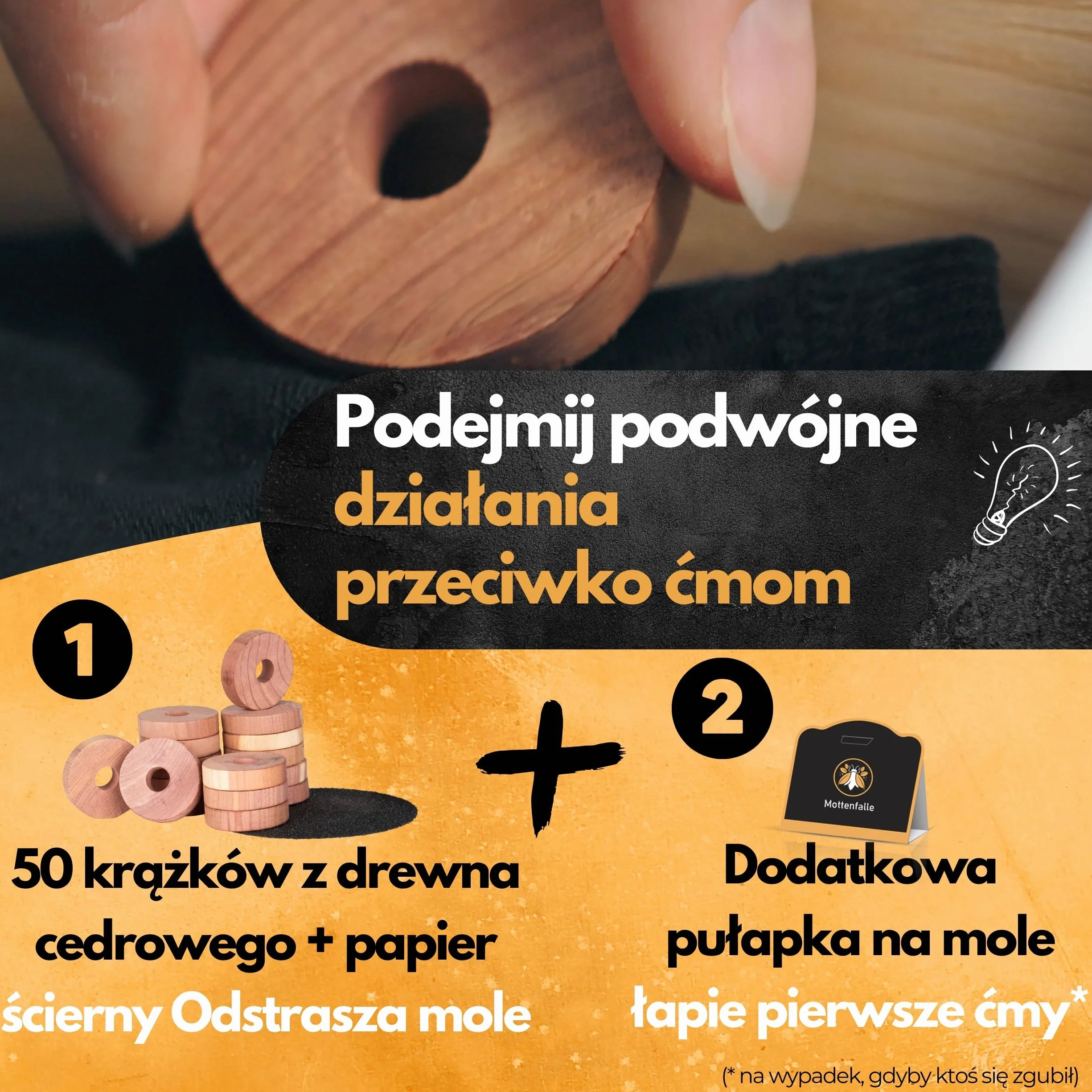 Panteer PEST MASTER pierścienie z drewna cedrowego - 50 sztuk + 1 pułapka na mole ćmy odzieżowe - ochrona przed molami z drewna cedrowego do szafy - pułapka na mole odzieżowe - przeciw ćmom