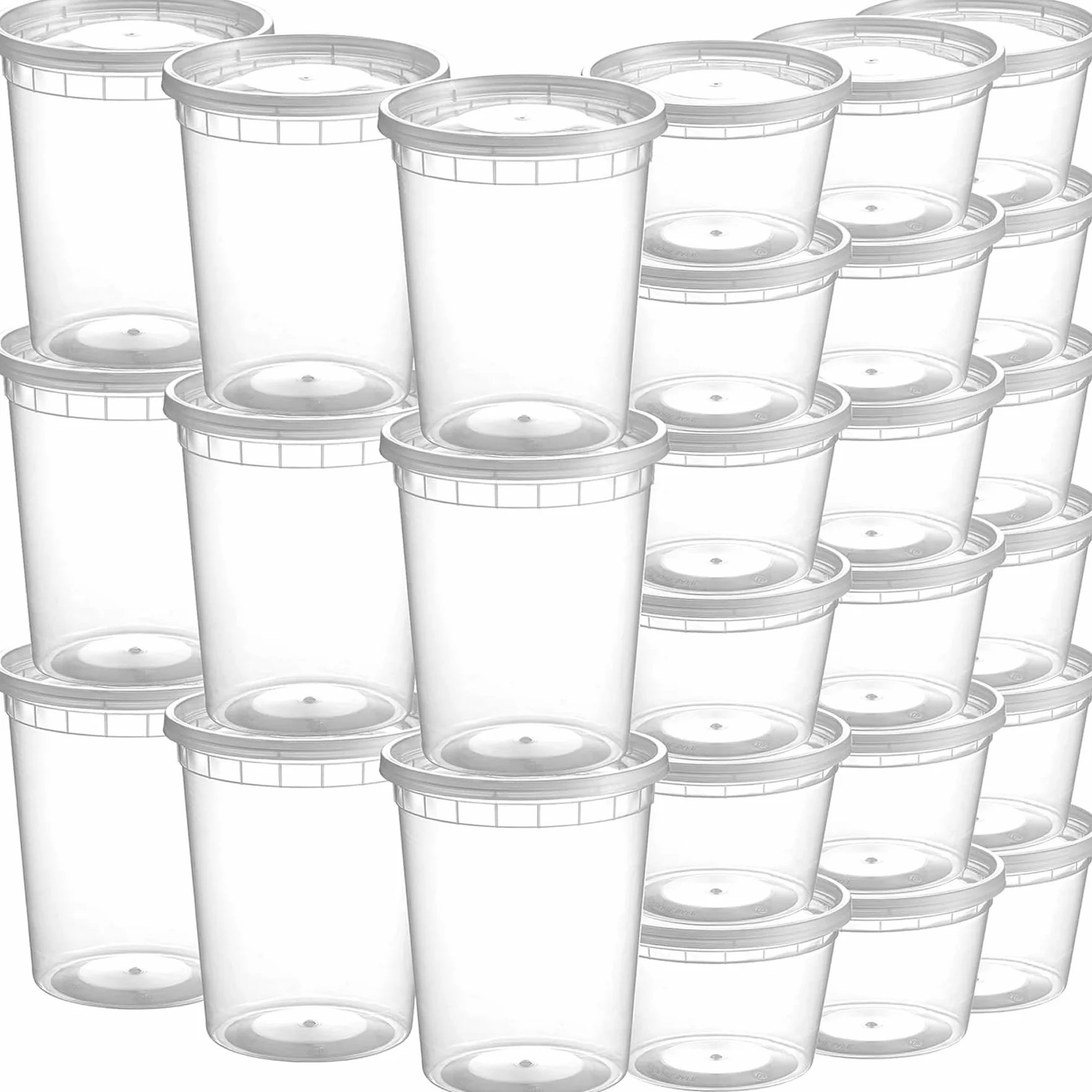 Pojemniki do przechowywania żywności JoyServe Deli z pokrywkami – 48 zestawów (24×946 ml & 24×473 ml), plastikowe, hermetyczne, bez BPA, do posiłków na wynos, do zmywarki i mikrofalówki