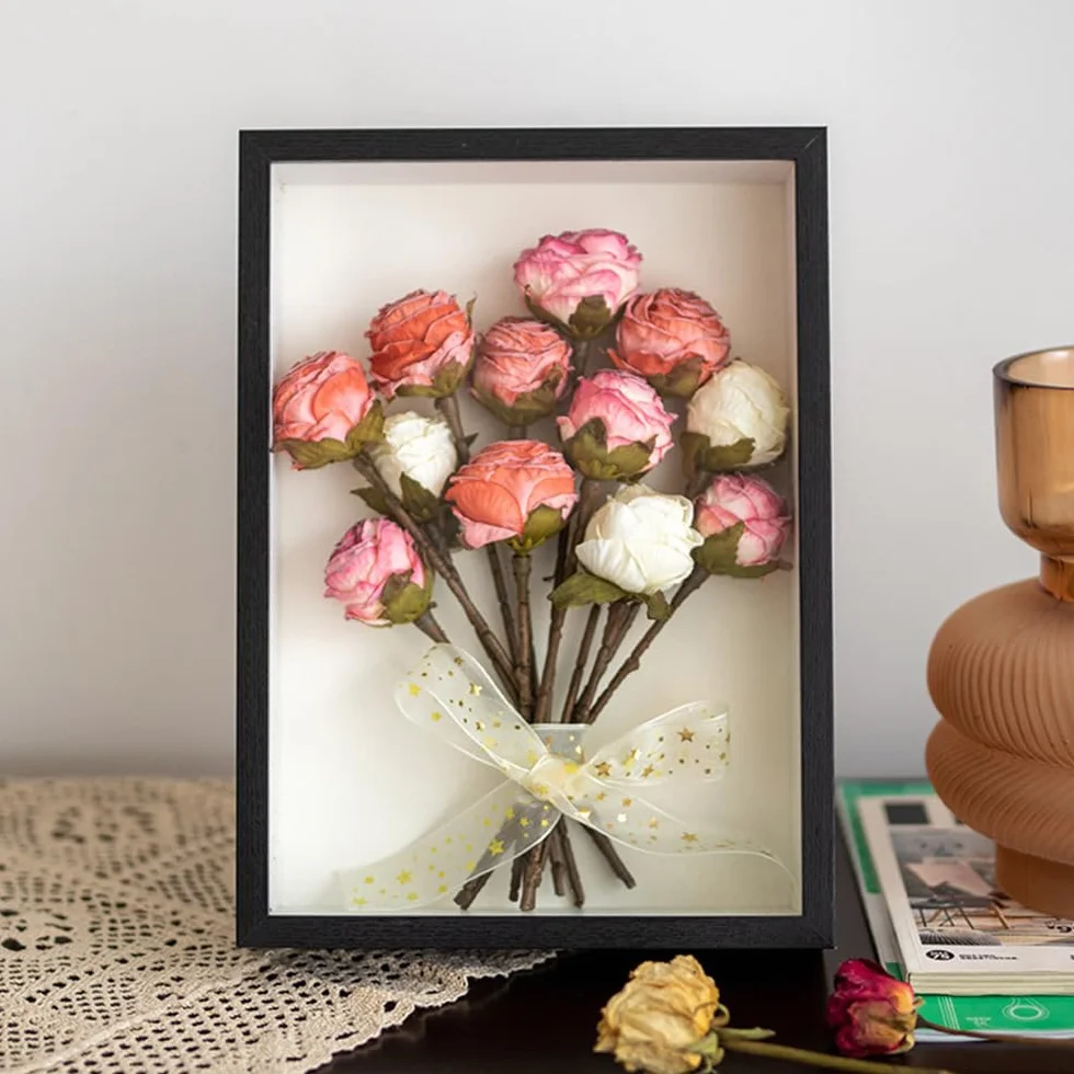 Ramka 3D do napełniania, A4, 20 x 29 cm, głębokość 3 cm, ramka 3D do napełniania, czarna z przezroczystą płytą akrylową do zdjęć, kwiatów, medali, muszli, pamiątek, rzemiosła artystycznego