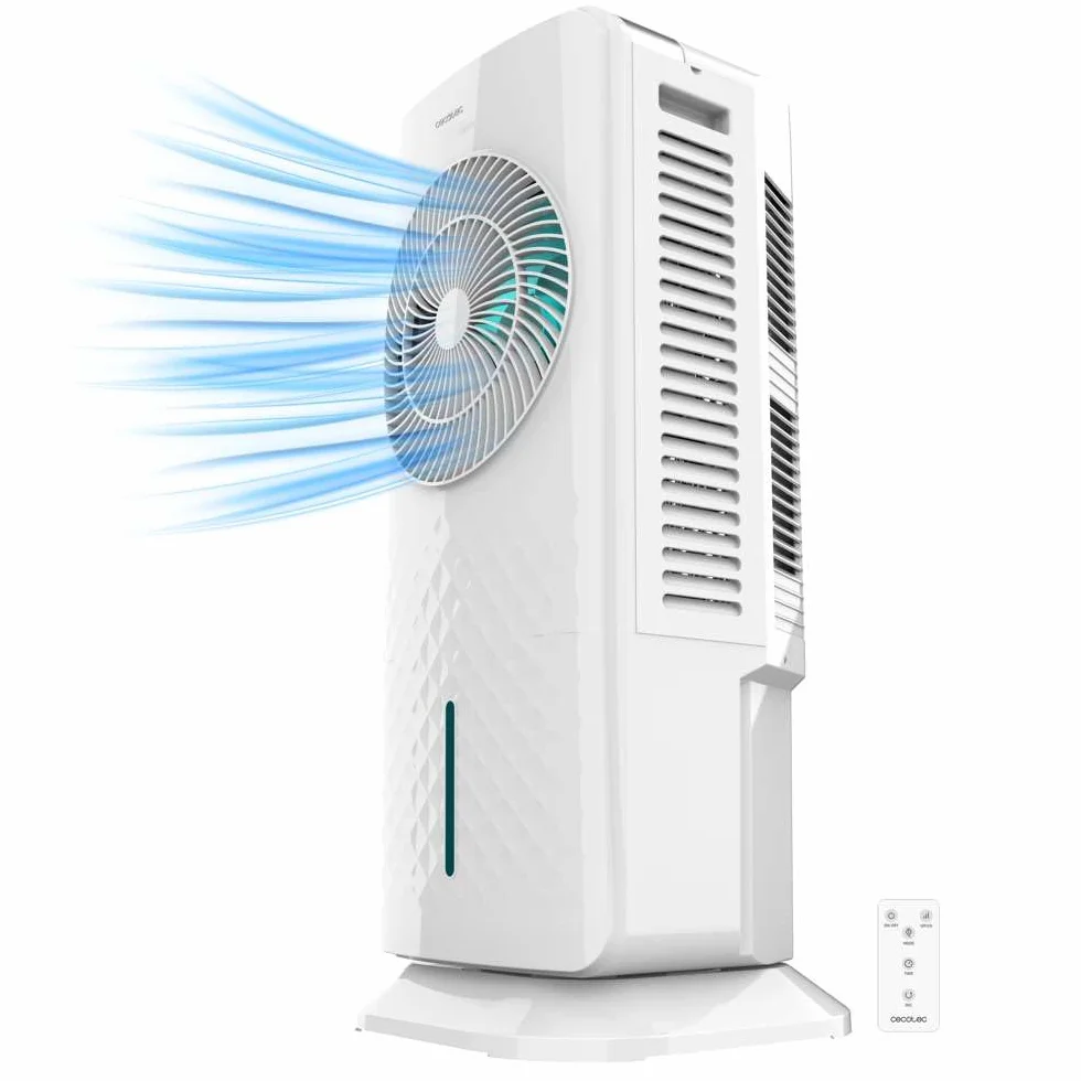 Cecotec Klimatyzator Ewaporacyjny EnergySilence 3500 Cool Compact Smart. 65 W, Zbiornik 3,5 L, Dotykowa, Pilot zdalnego sterowania, 3 prędkości, 2 tryby, Oscylacja 70º, Timer 12h, 2 chłodnice