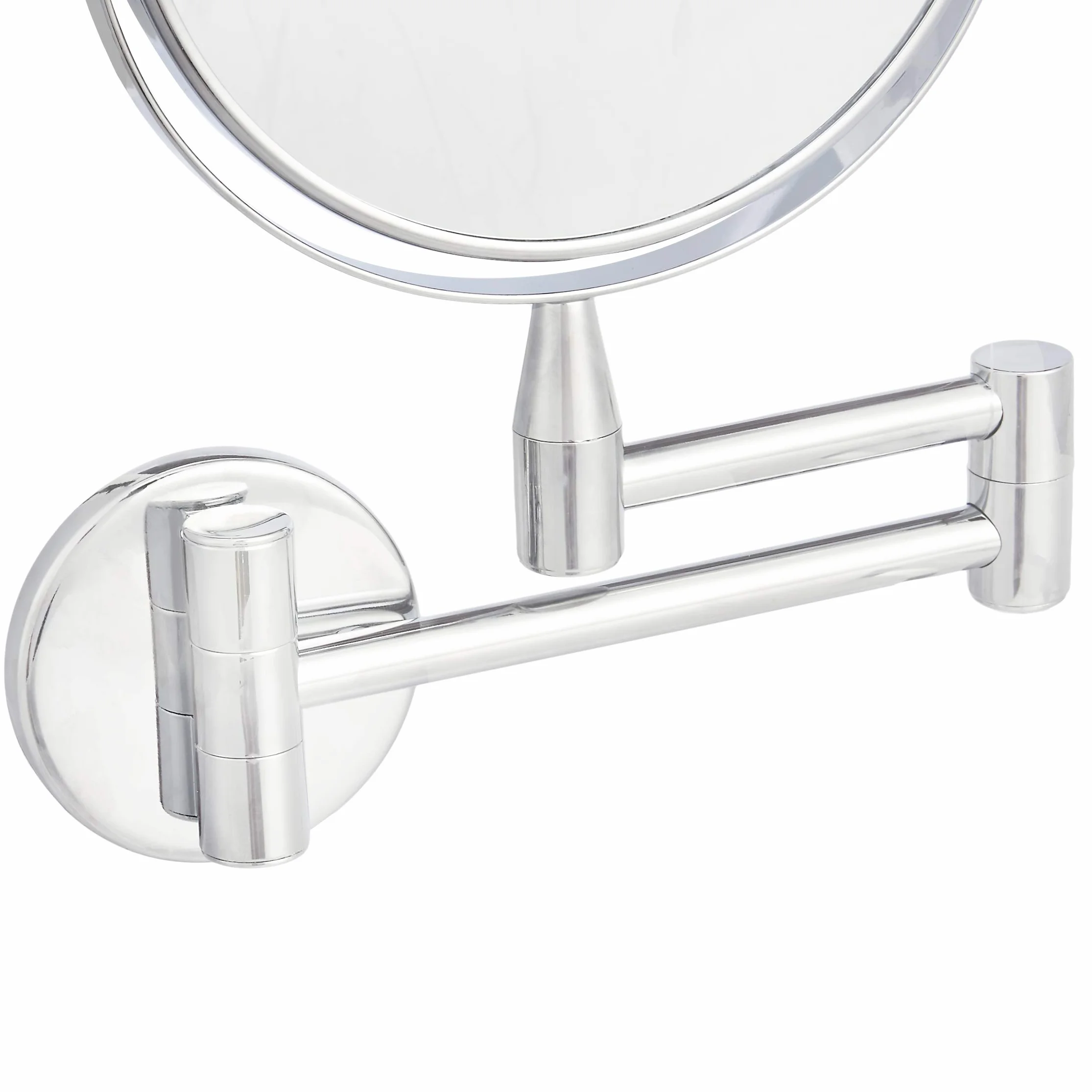 Amazon Basics okrągłe lusterko kosmetyczne naścienne, powiększenie 1x/5x, 32,5 dł. x 25,4 szer. cm, chromowane.